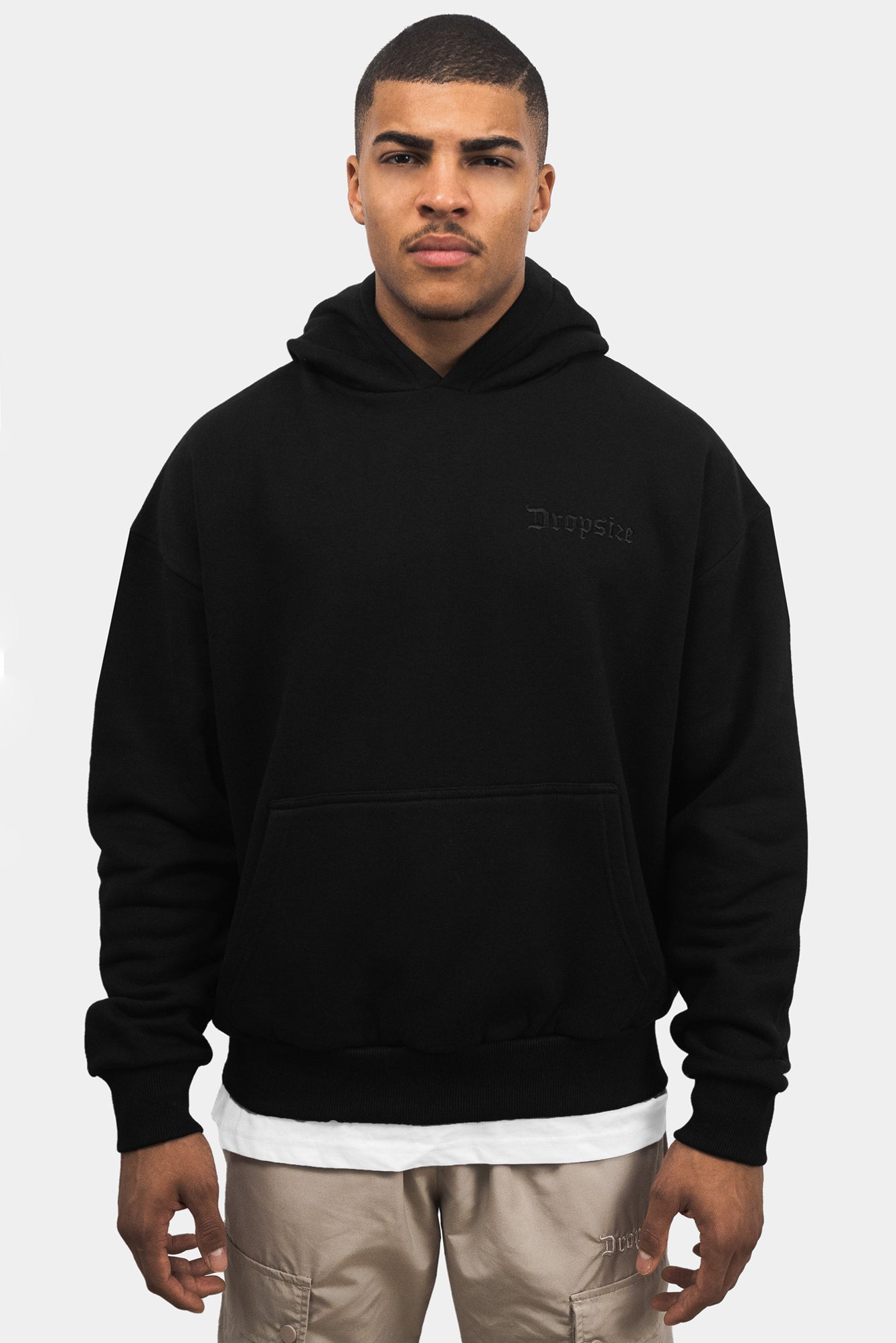 HEAVY OVERSIZE BLUE MOON DESIGN HOODIE BLACK
