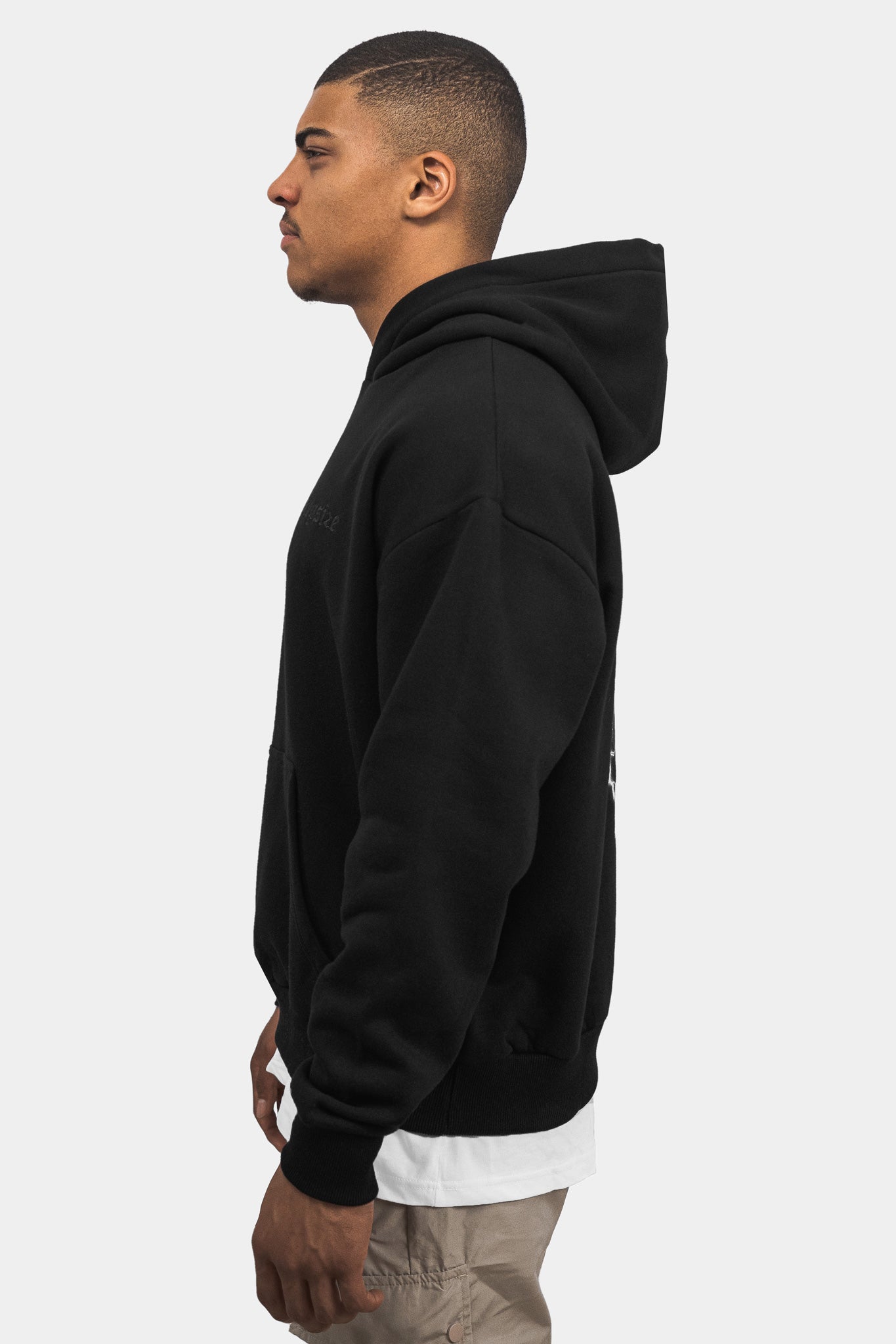 HEAVY OVERSIZE BLUE MOON DESIGN HOODIE BLACK