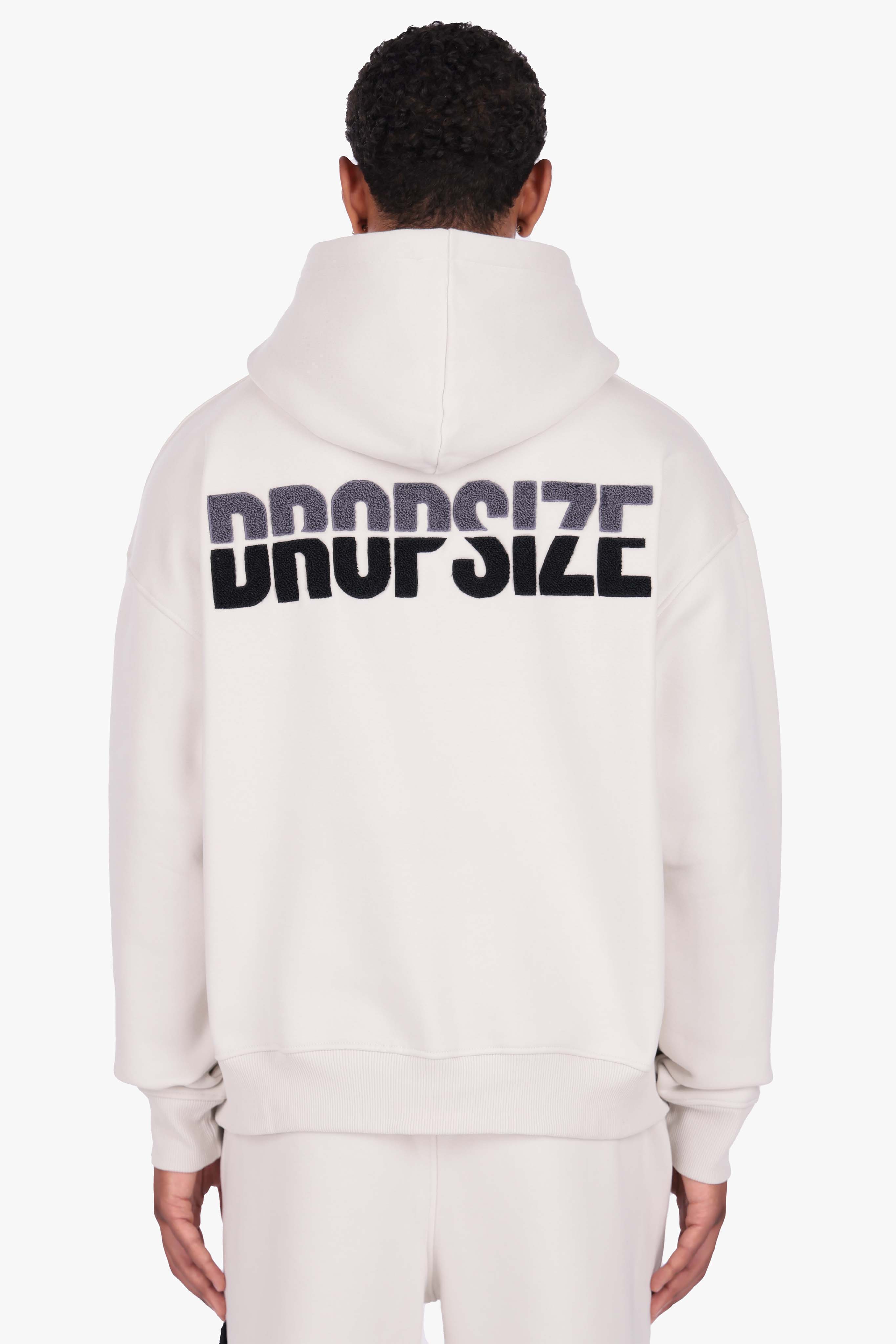 SPLIT FROTTEE EMBO HOODIE CLEAR GREY