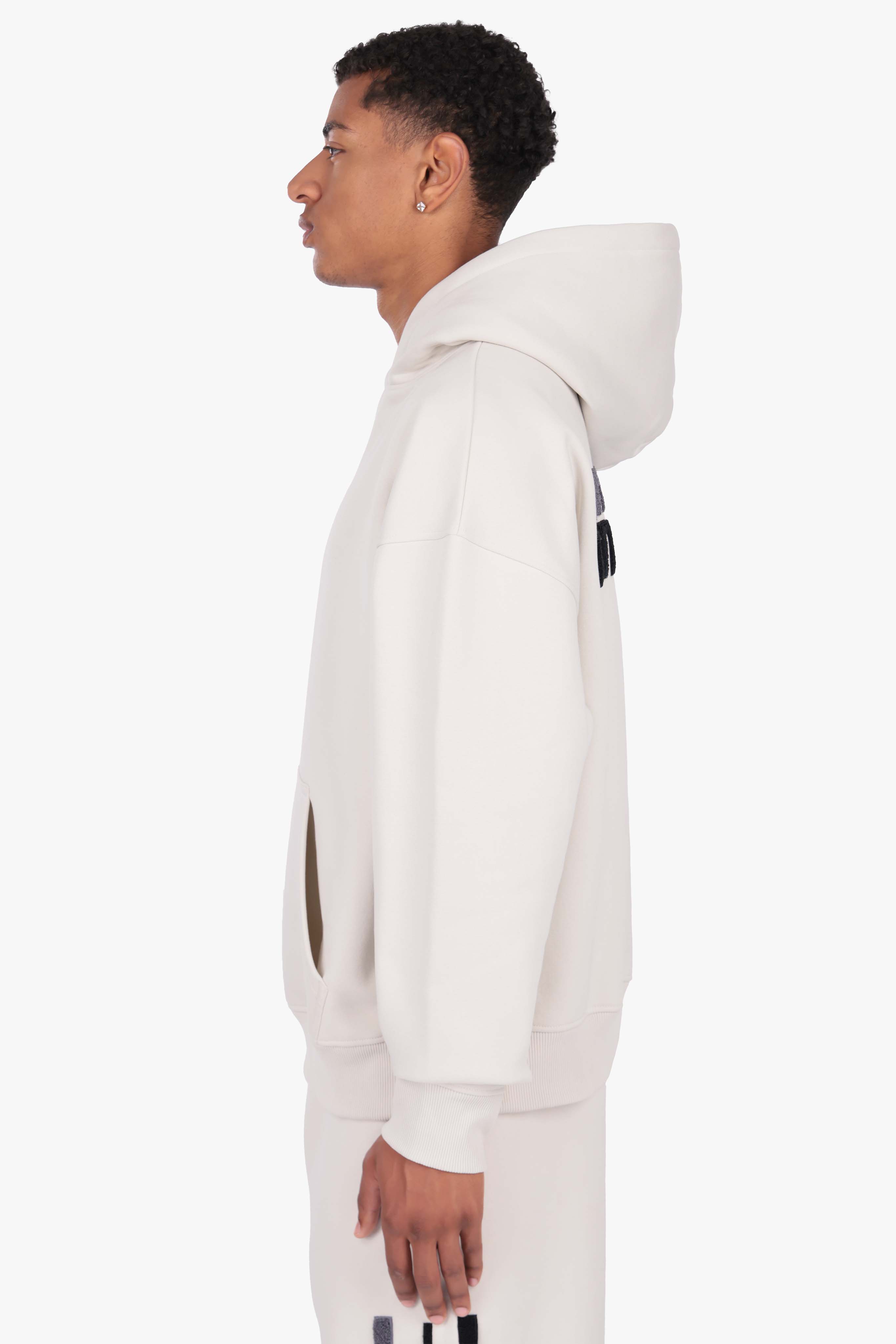 SPLIT FROTTEE EMBO HOODIE CLEAR GREY