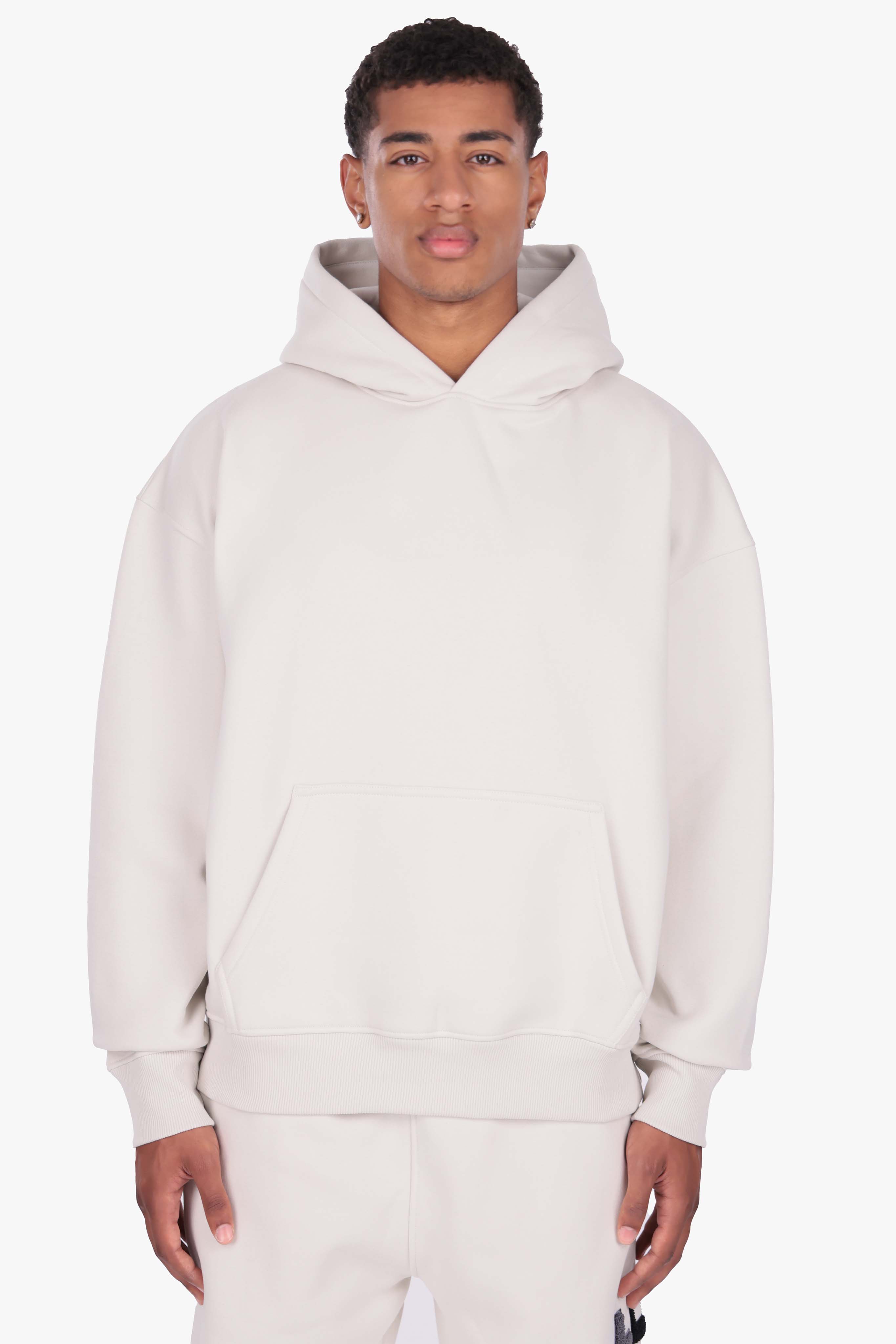 SPLIT FROTTEE EMBO HOODIE CLEAR GREY