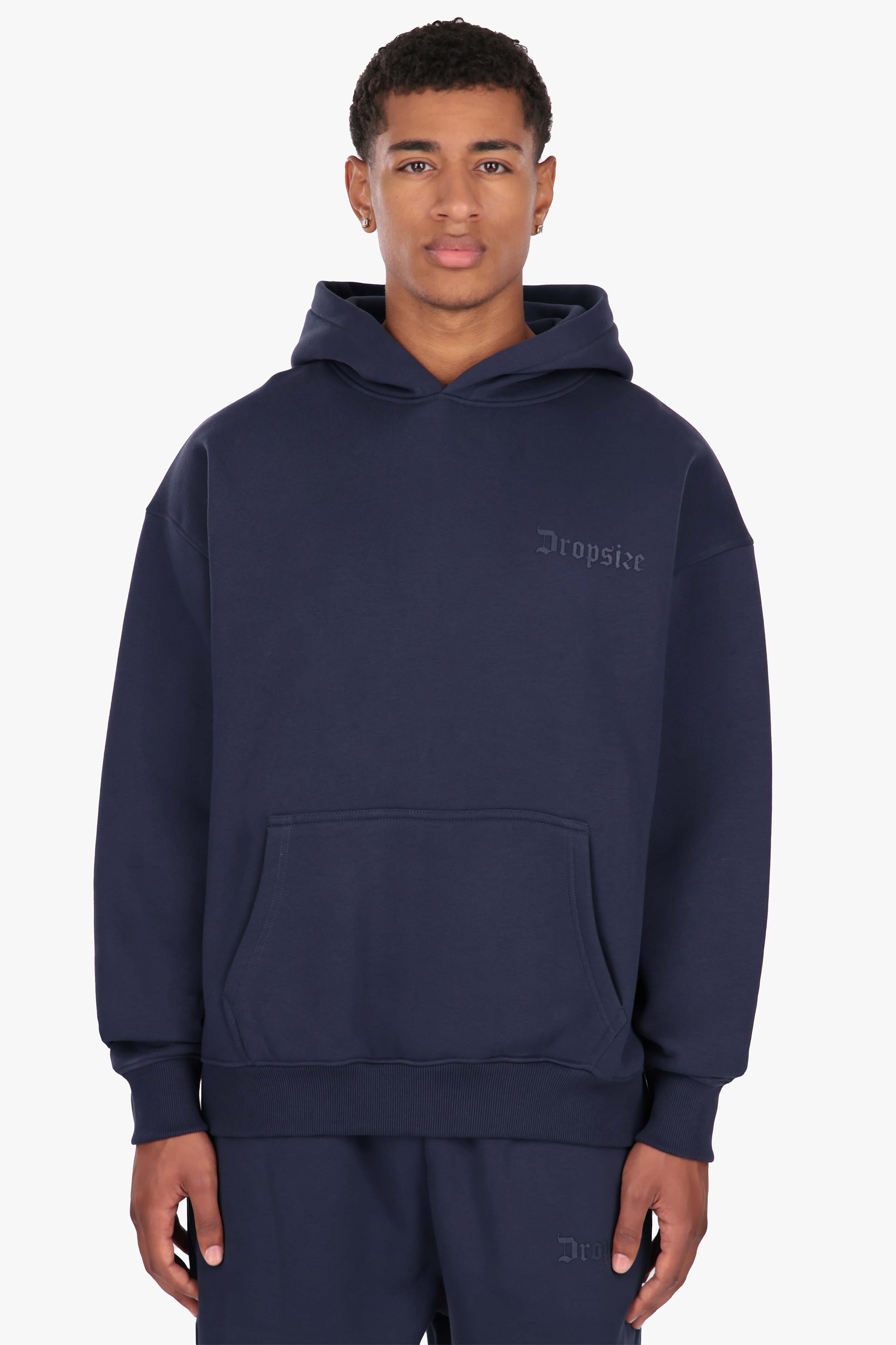 HEAVY OVERSIZE HD LOGO HOODIE SPACE BLUE