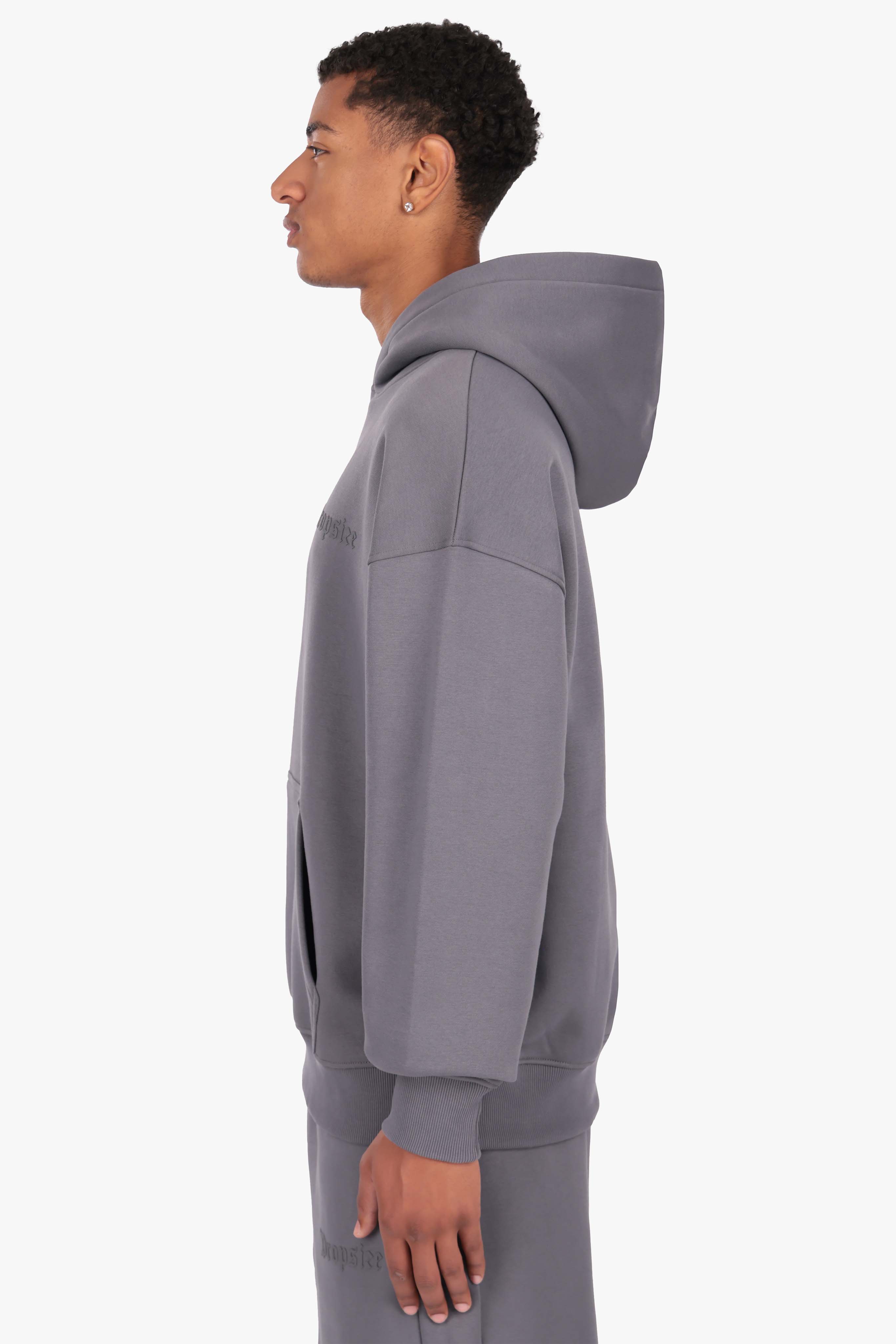 HEAVY OVERSIZE HD LOGO HOODIE  STEEL GREY