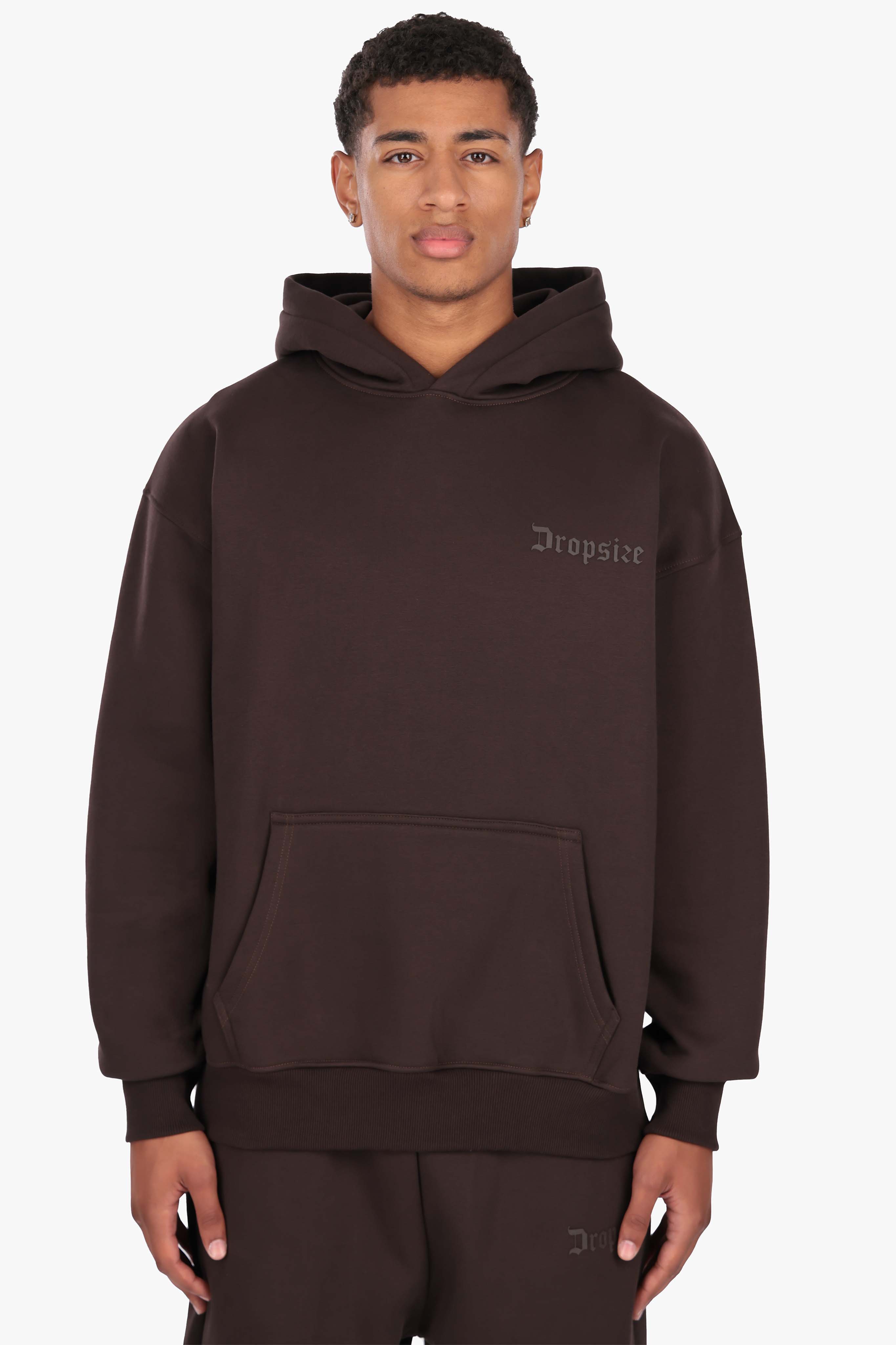 HEAVY OVERSIZE HD LOGO HOODIE CHOCOLATE