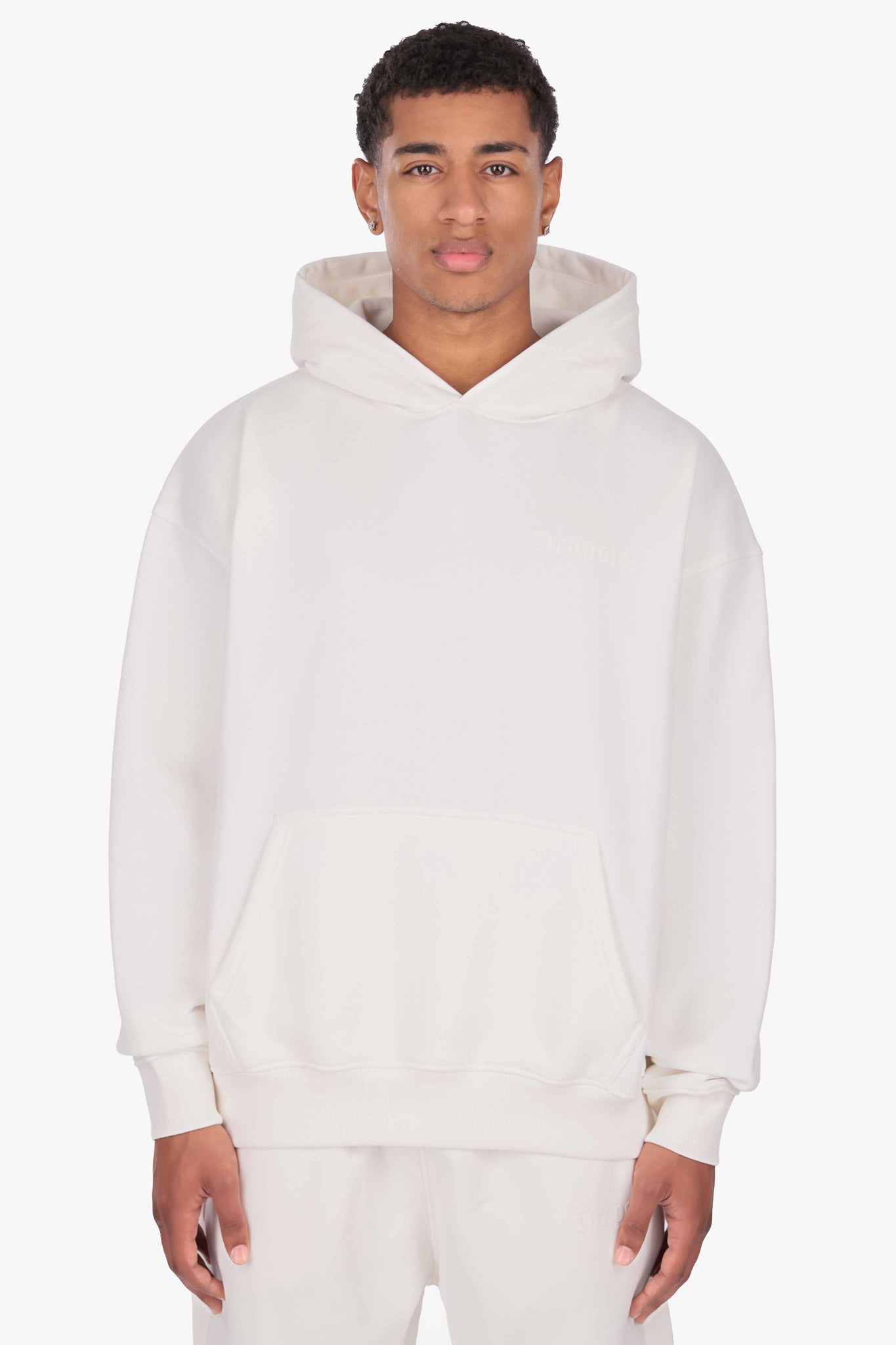 HEAVY OVERSIZE HD LOGO HOODIE  CREAM WHITE