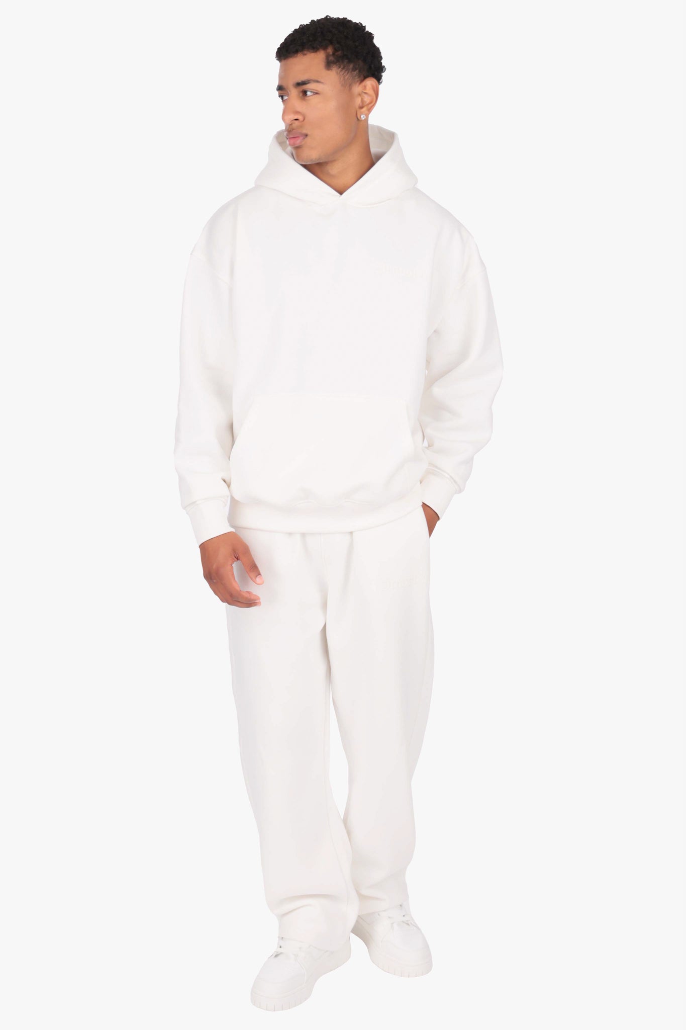 HEAVY OVERSIZE HD LOGO HOODIE  CREAM WHITE