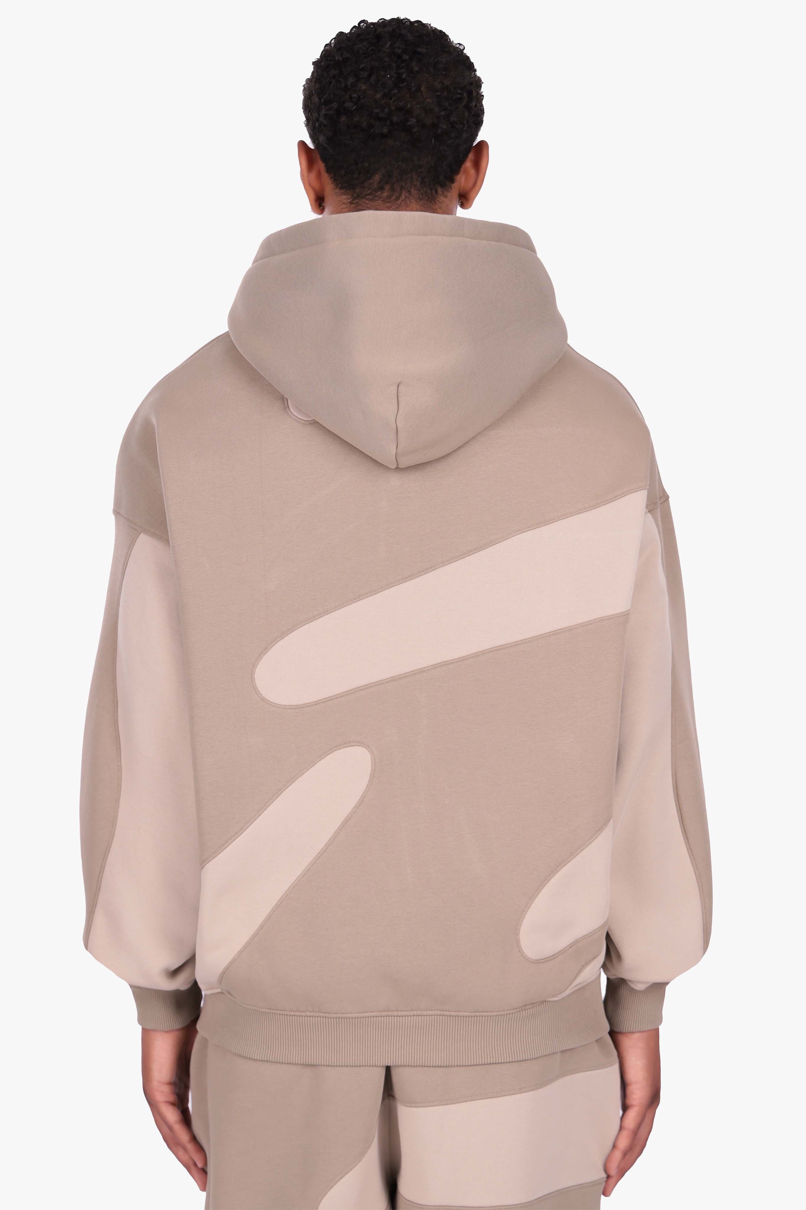 WAVY ZIP HOODIE BEIGE