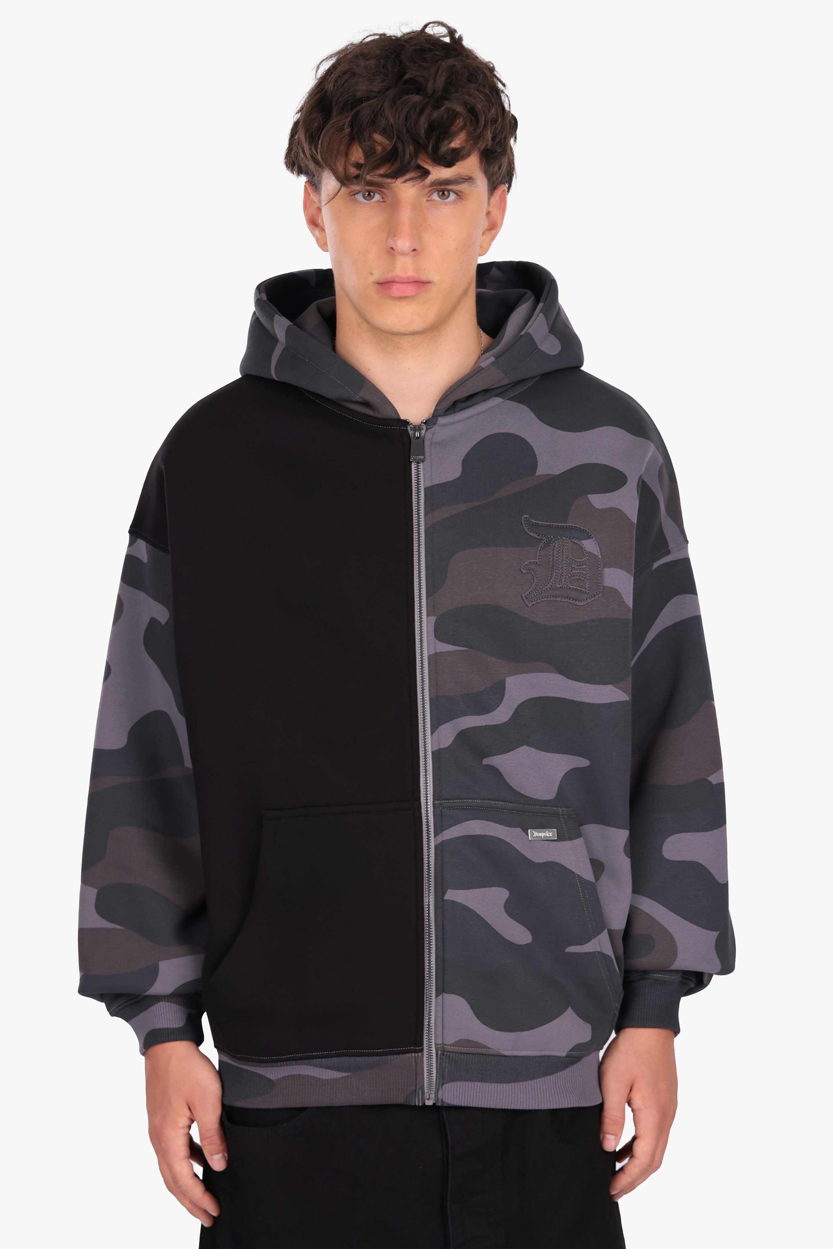 BOXY ZIPPER CAMOUFLAGE ACID BLACK