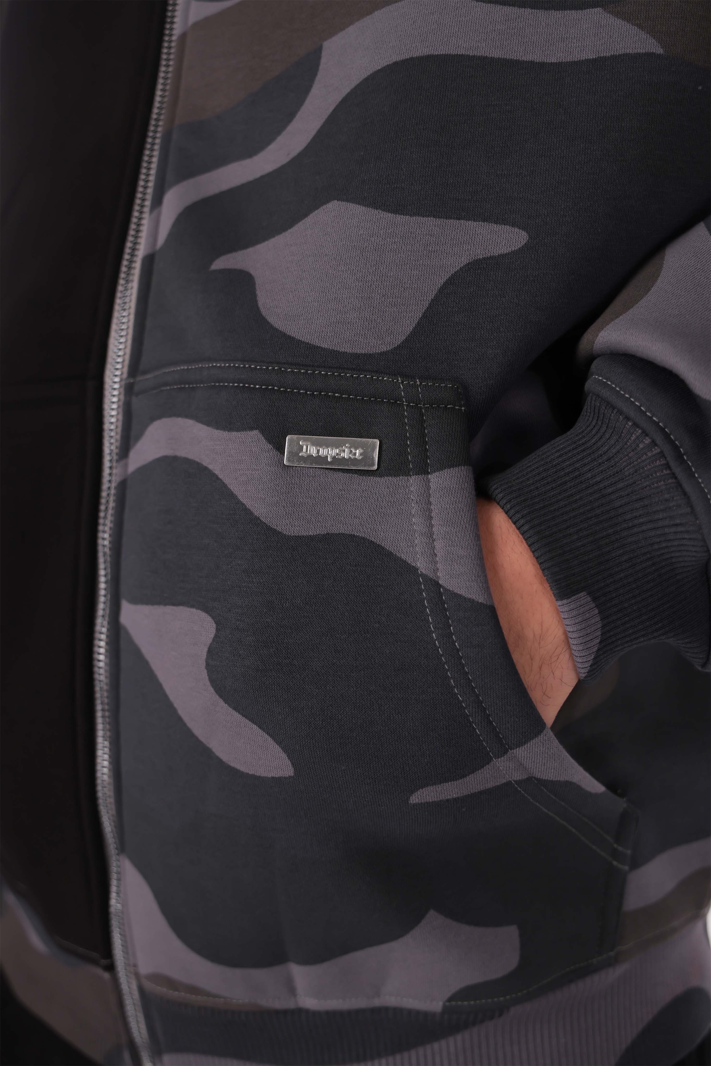 BOXY ZIPPER CAMOUFLAGE ACID BLACK