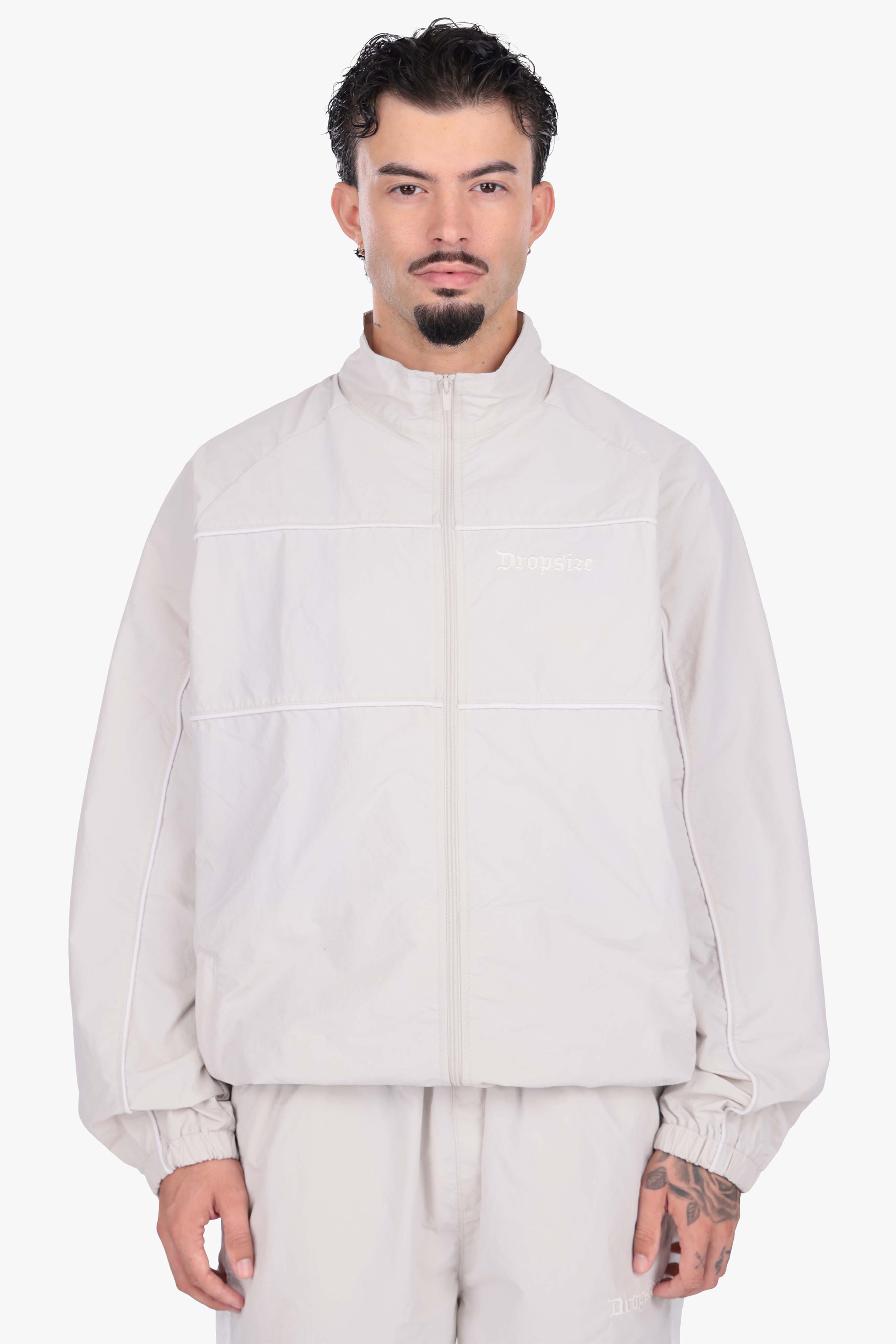 DROPSIZE STRIPE TRACK JACKET LIGHT GREY