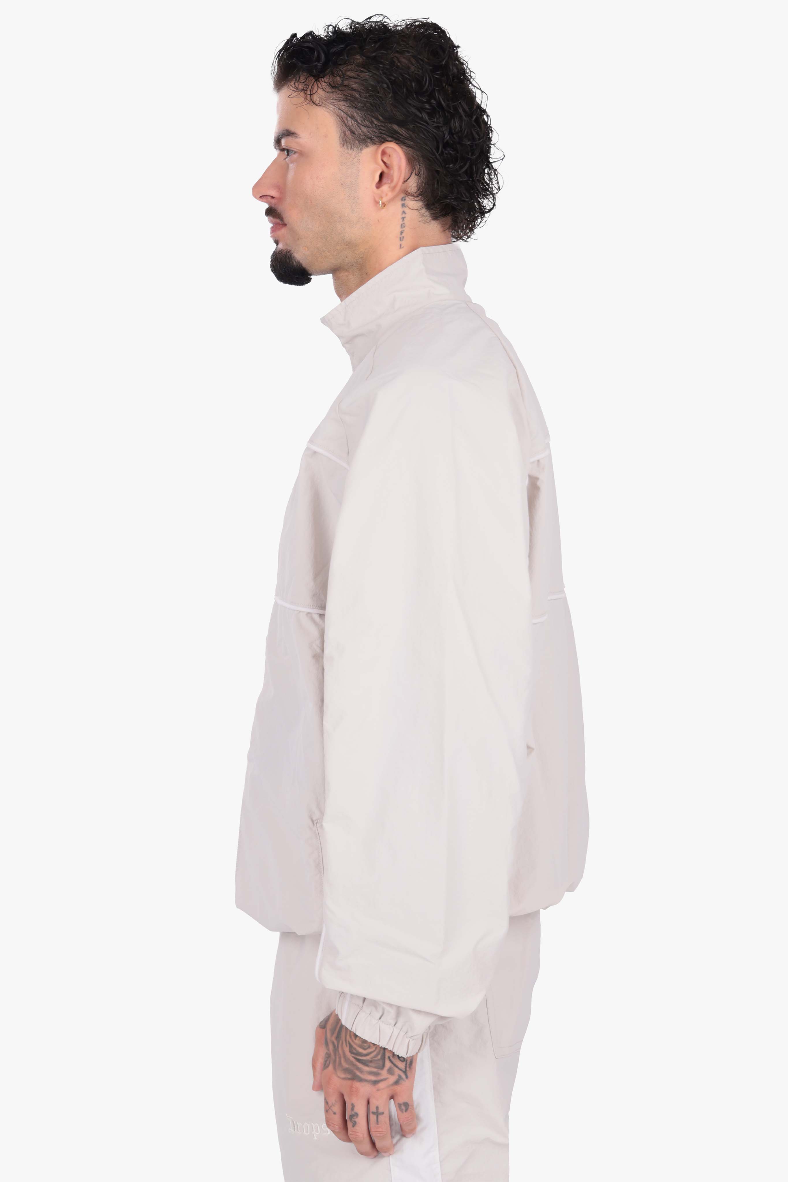 DROPSIZE STRIPE TRACK JACKET LIGHT GREY