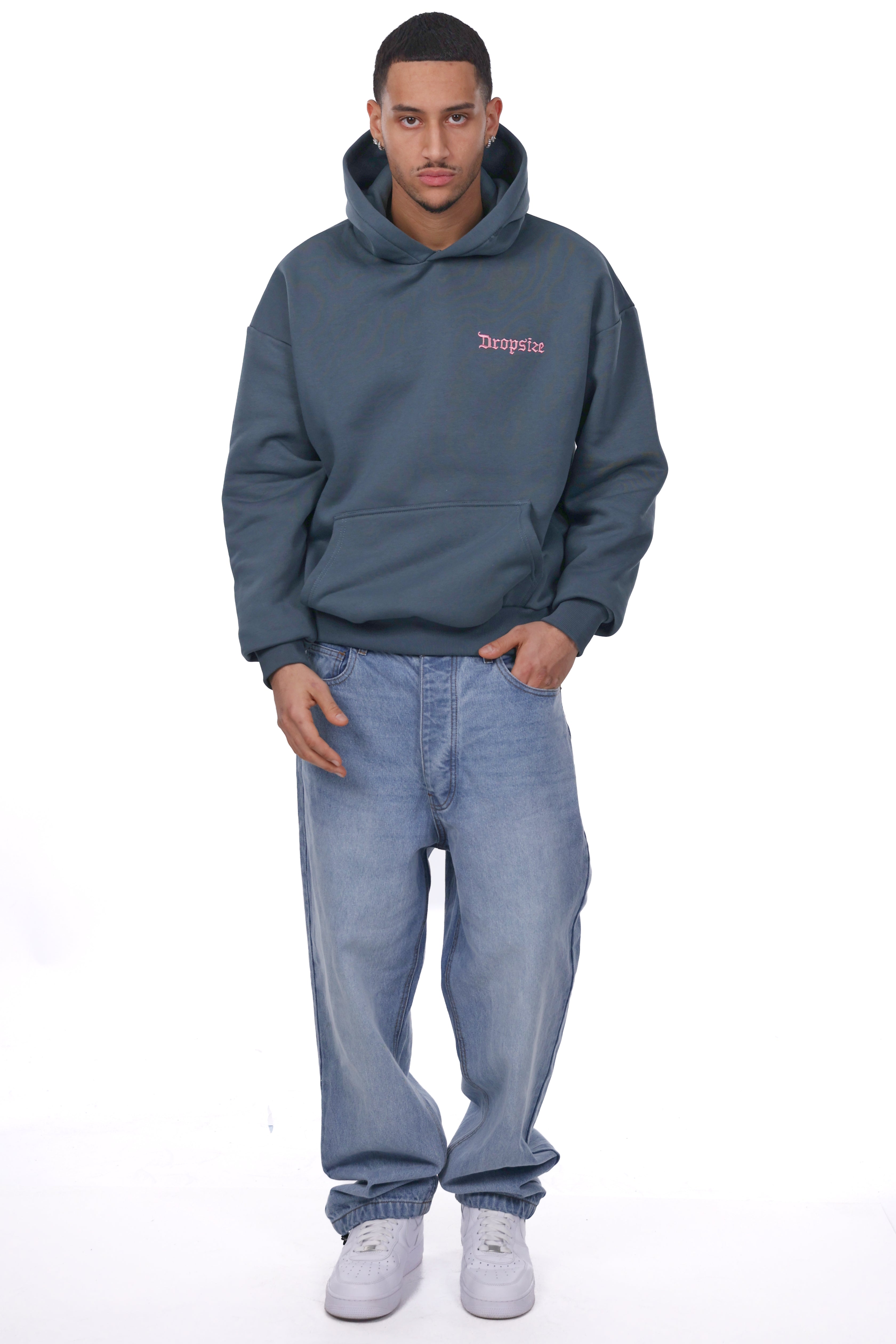 HEAVY OVERSIZE EMBO HOODIE STORMY WEATHER