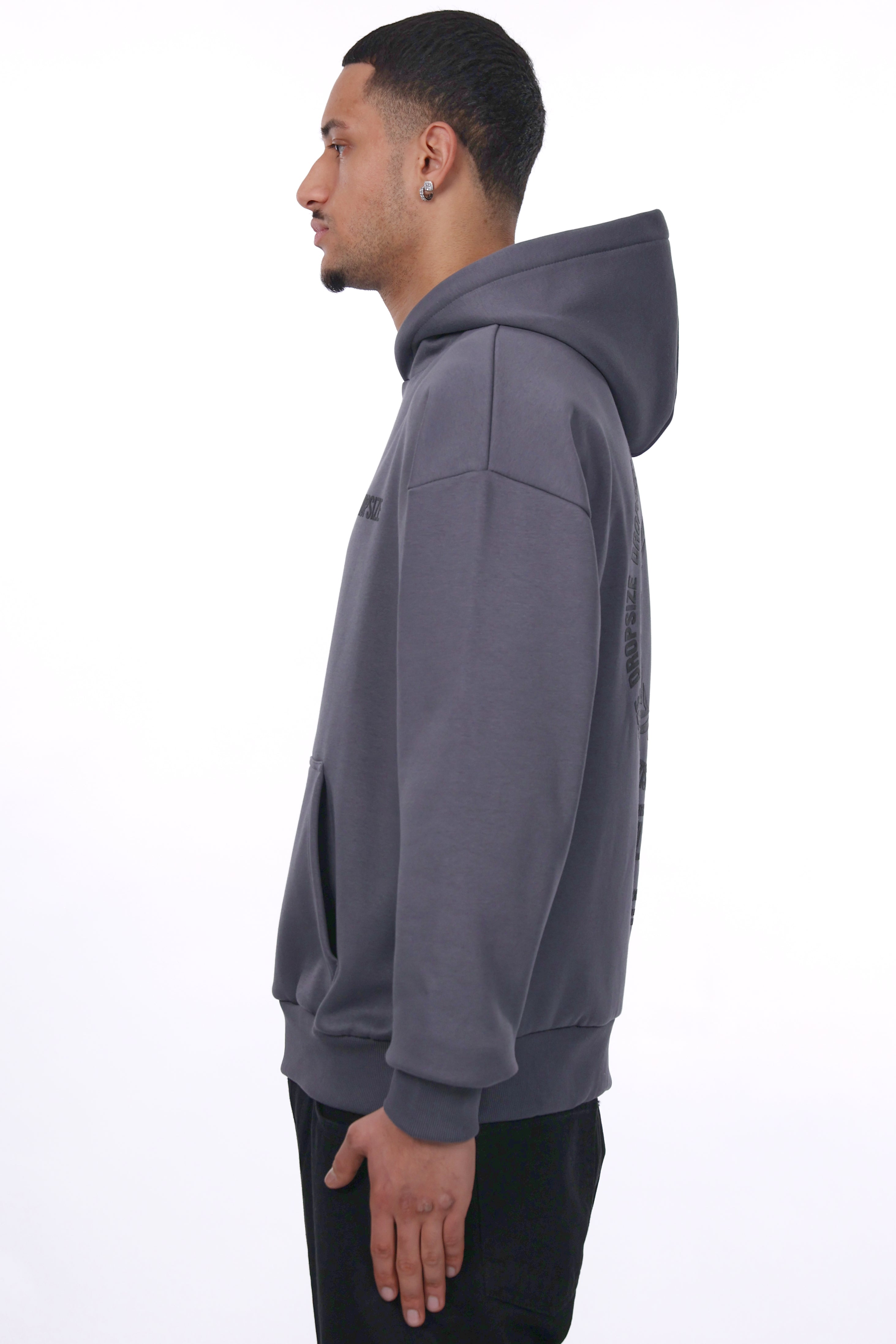HEAVY OVERSIZE HUSTLE CLUB HOODIE STEEL GREY