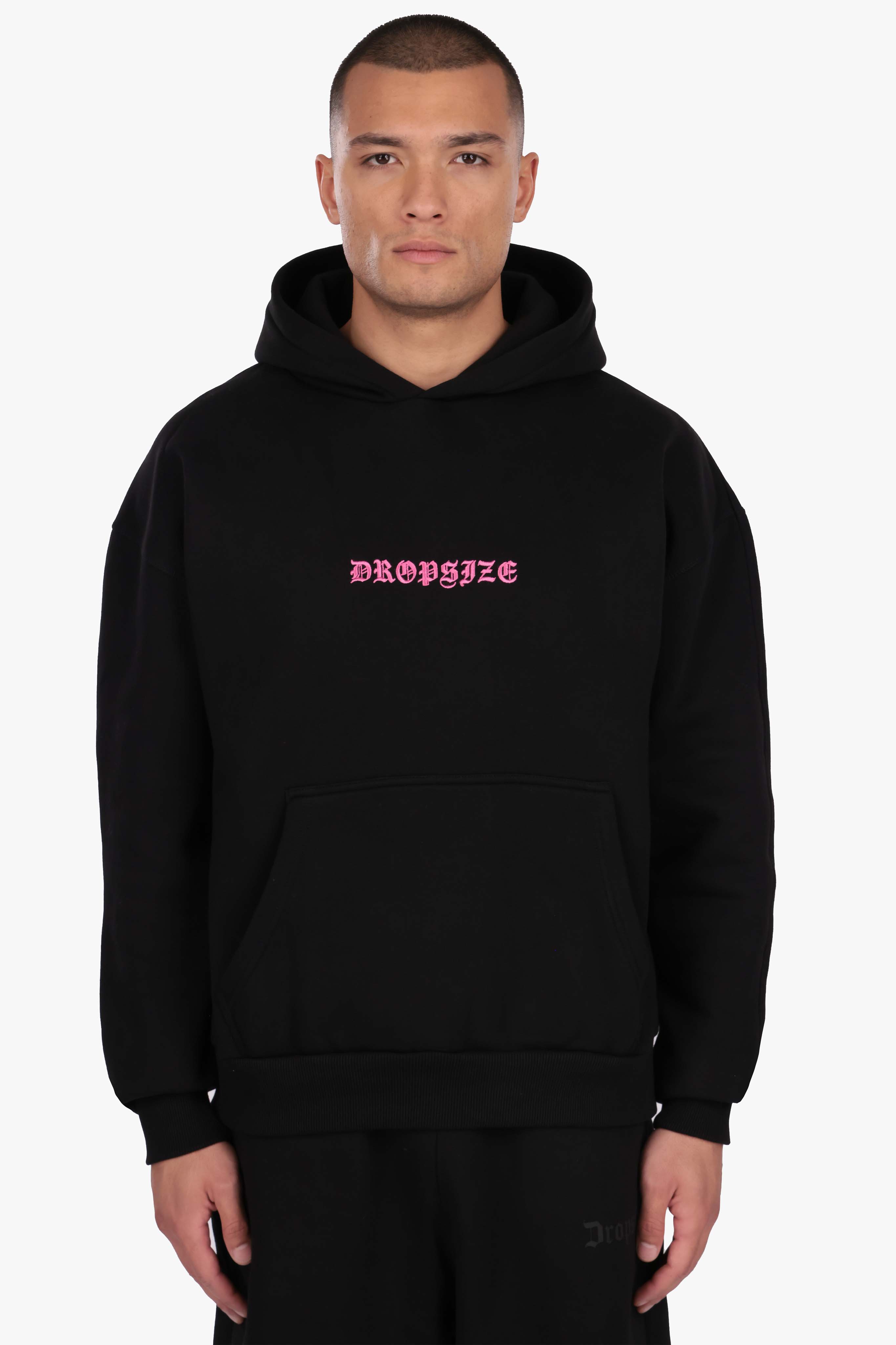 HEAVY OVERSIZE ORNAMENT HOODIE BLACK PINK