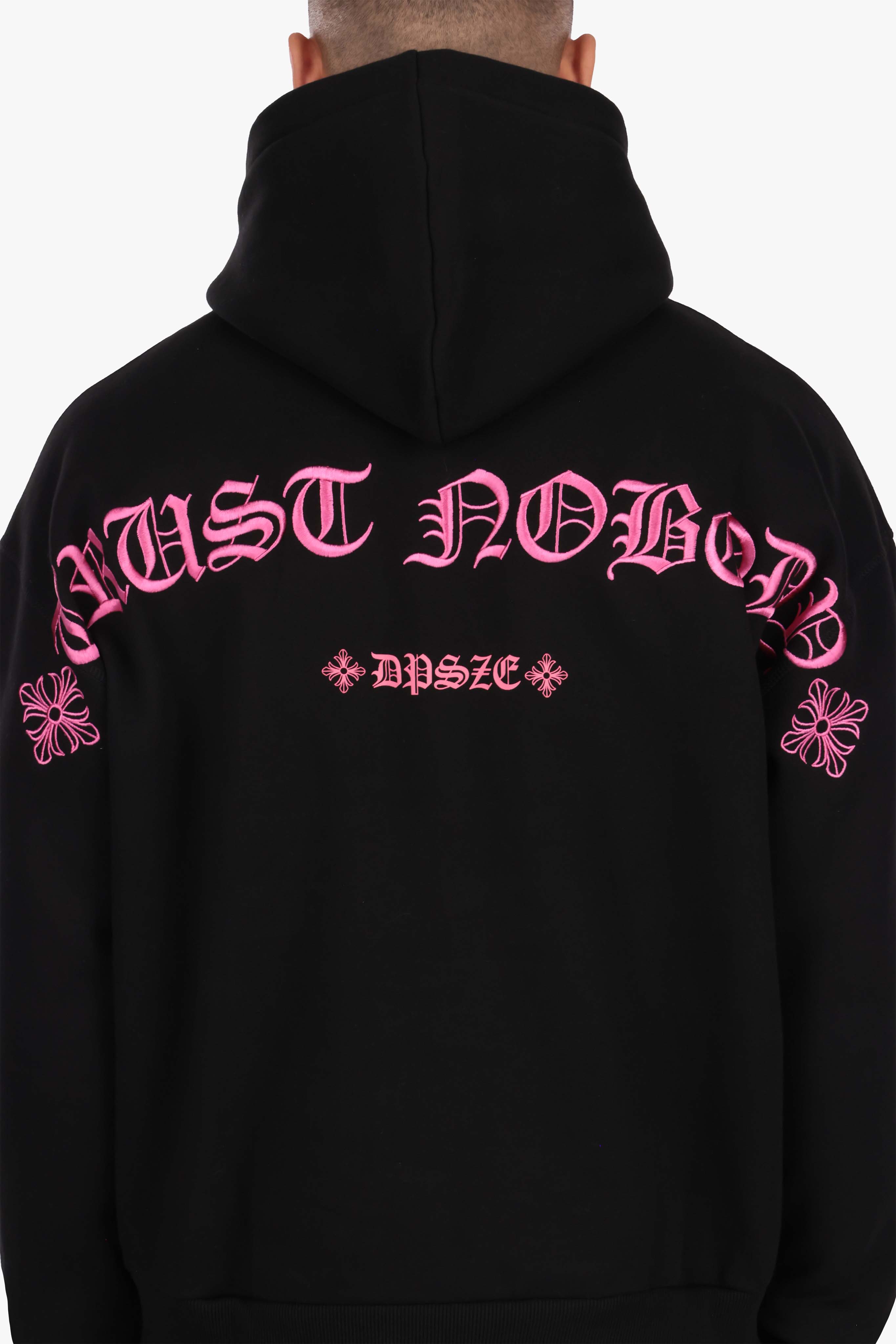 HEAVY OVERSIZE ORNAMENT HOODIE BLACK PINK