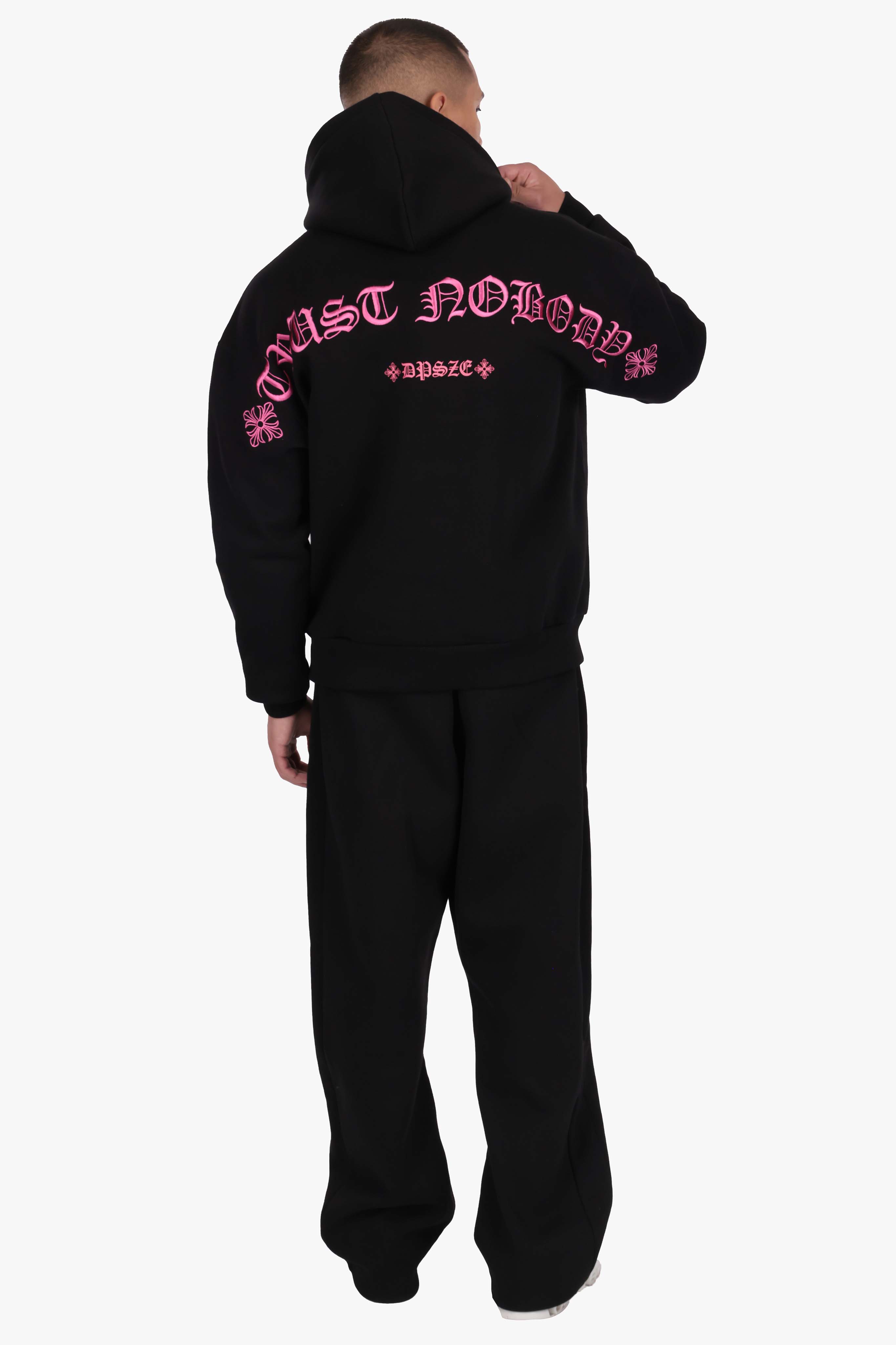 HEAVY OVERSIZE ORNAMENT HOODIE BLACK PINK