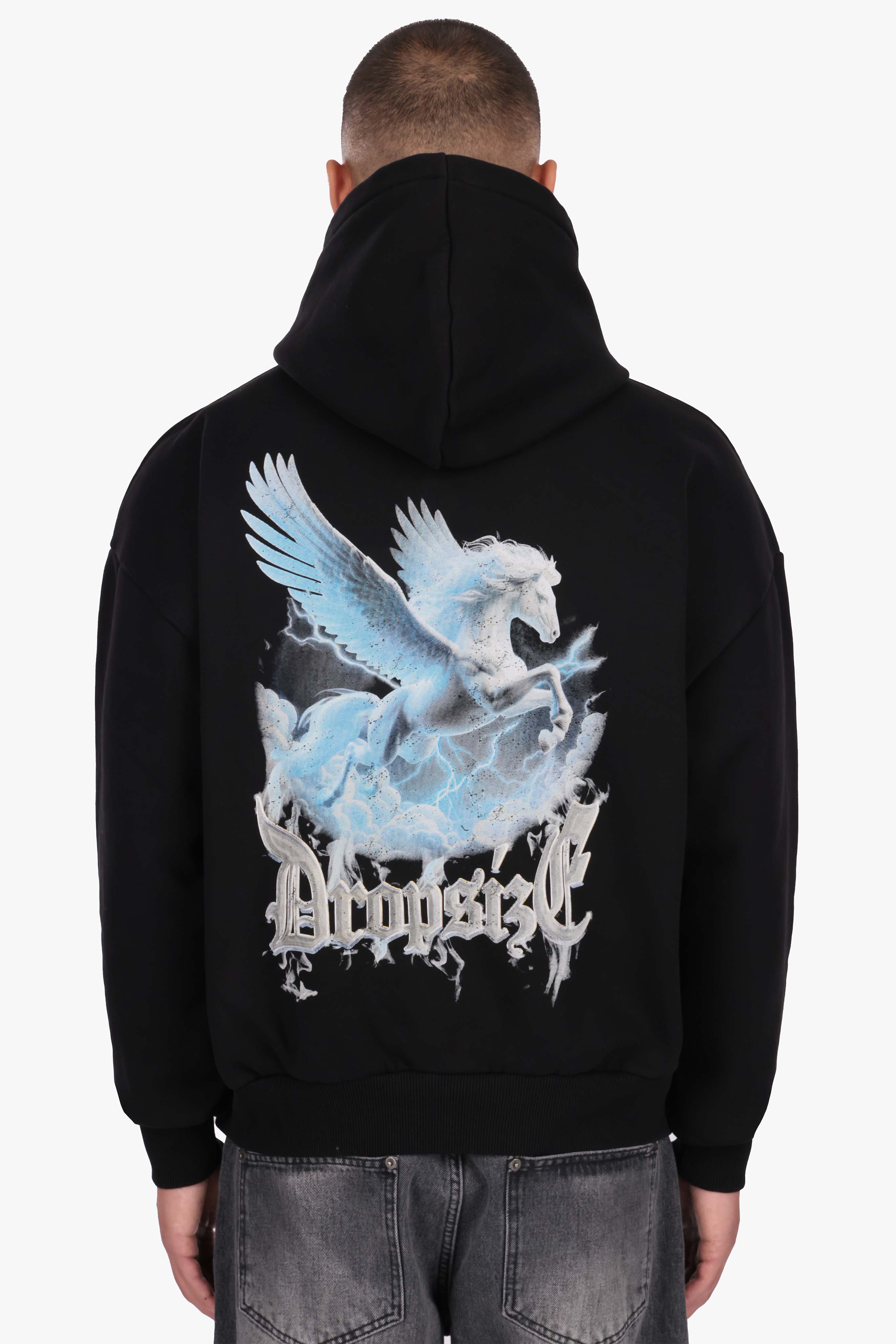 HEAVY OVERSIZE PEGASUS HOODIE BLACK