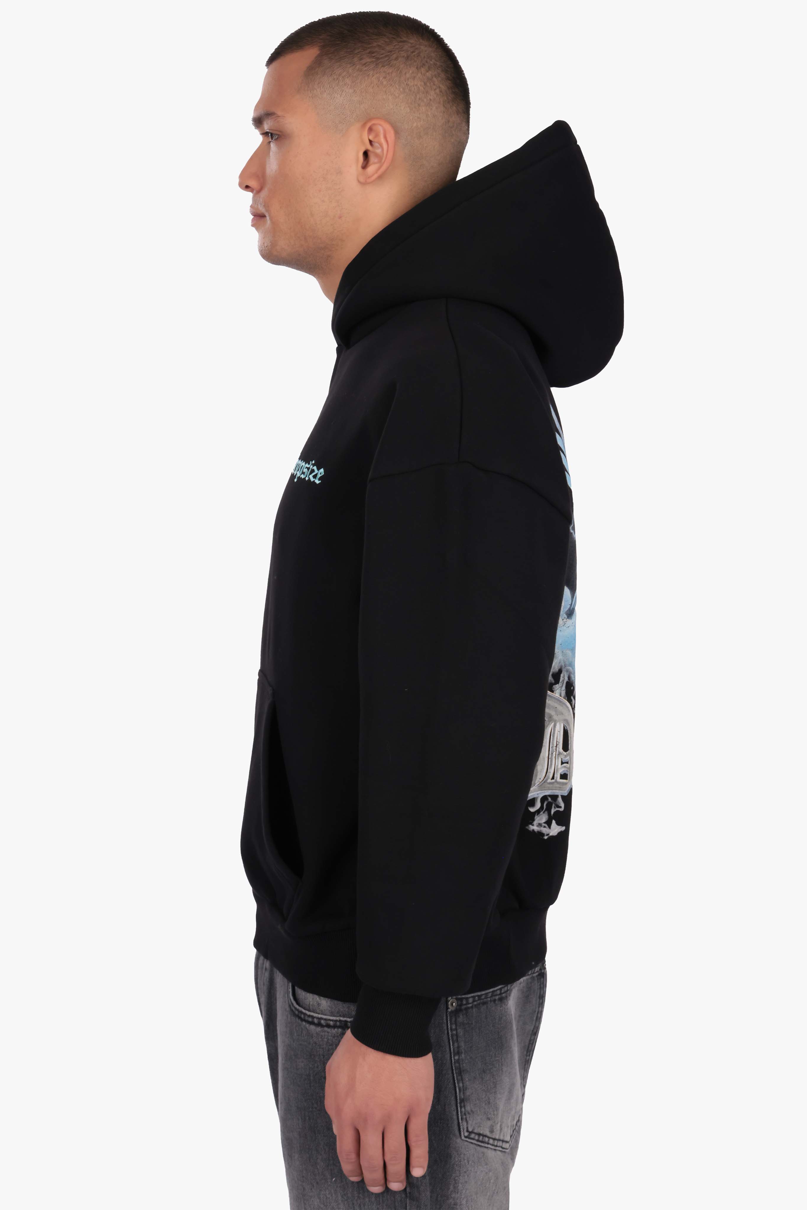 HEAVY OVERSIZE PEGASUS HOODIE BLACK