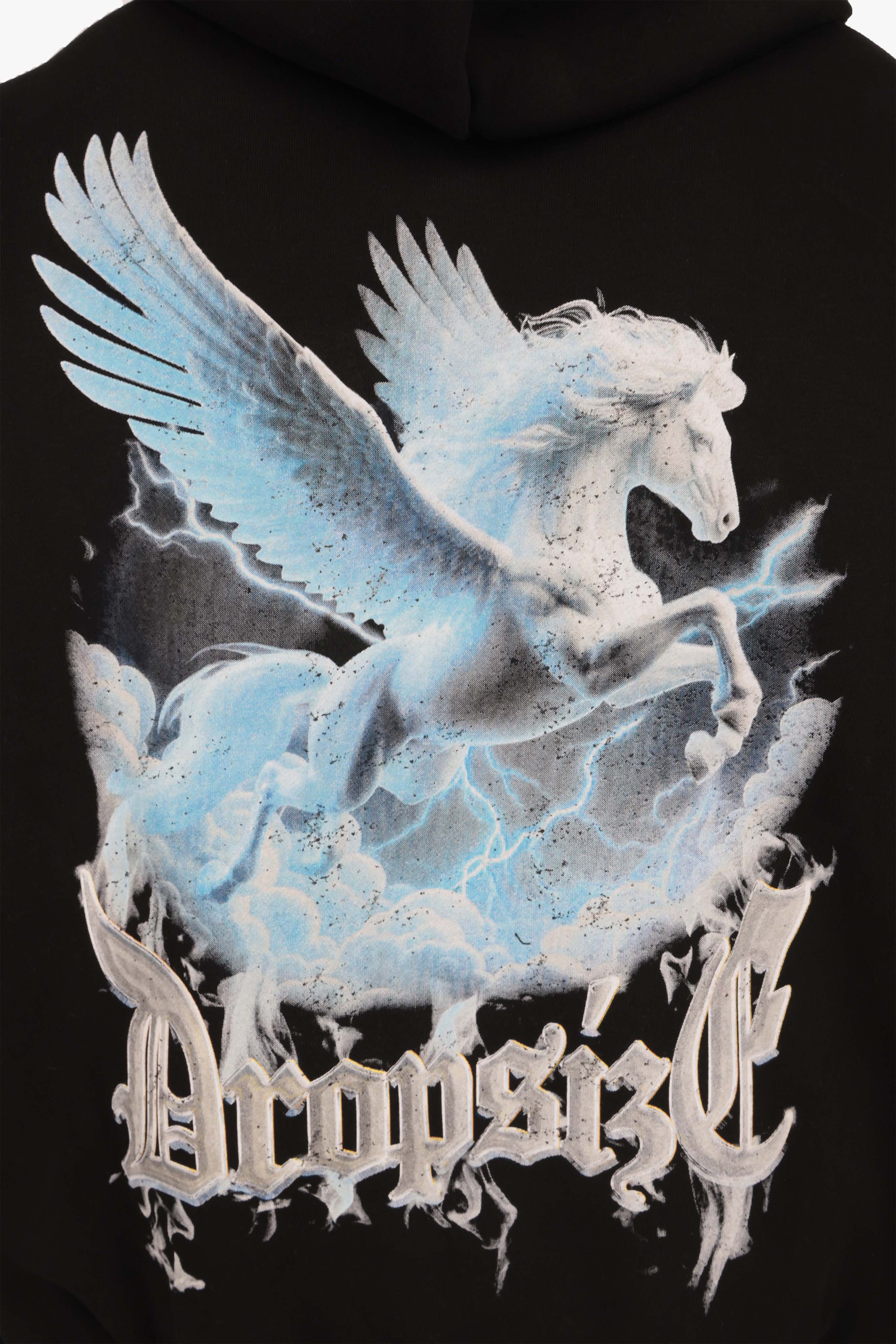 HEAVY OVERSIZE PEGASUS HOODIE BLACK