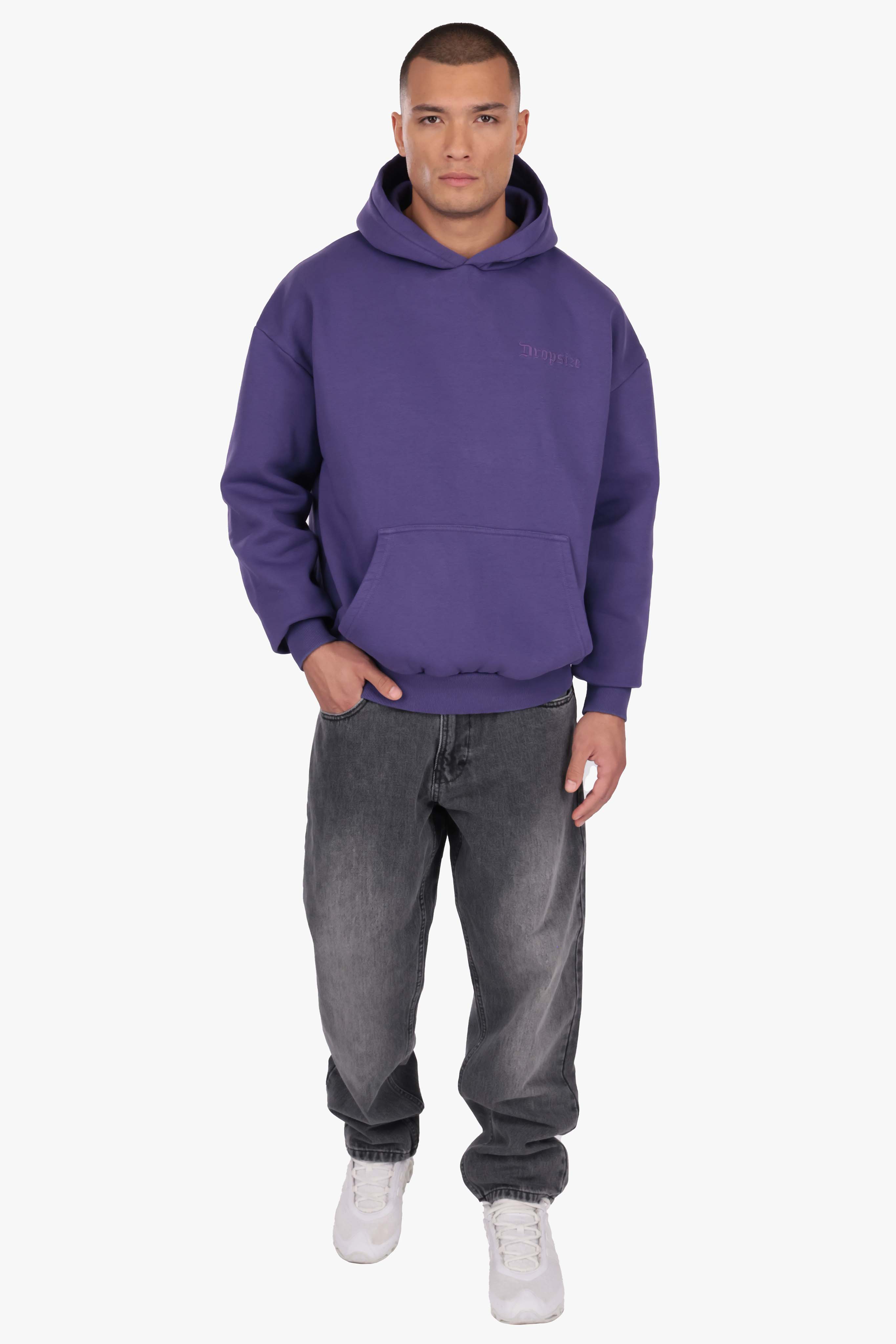 HEAVY OVERSIZE EMBO HOODIE PURPLE