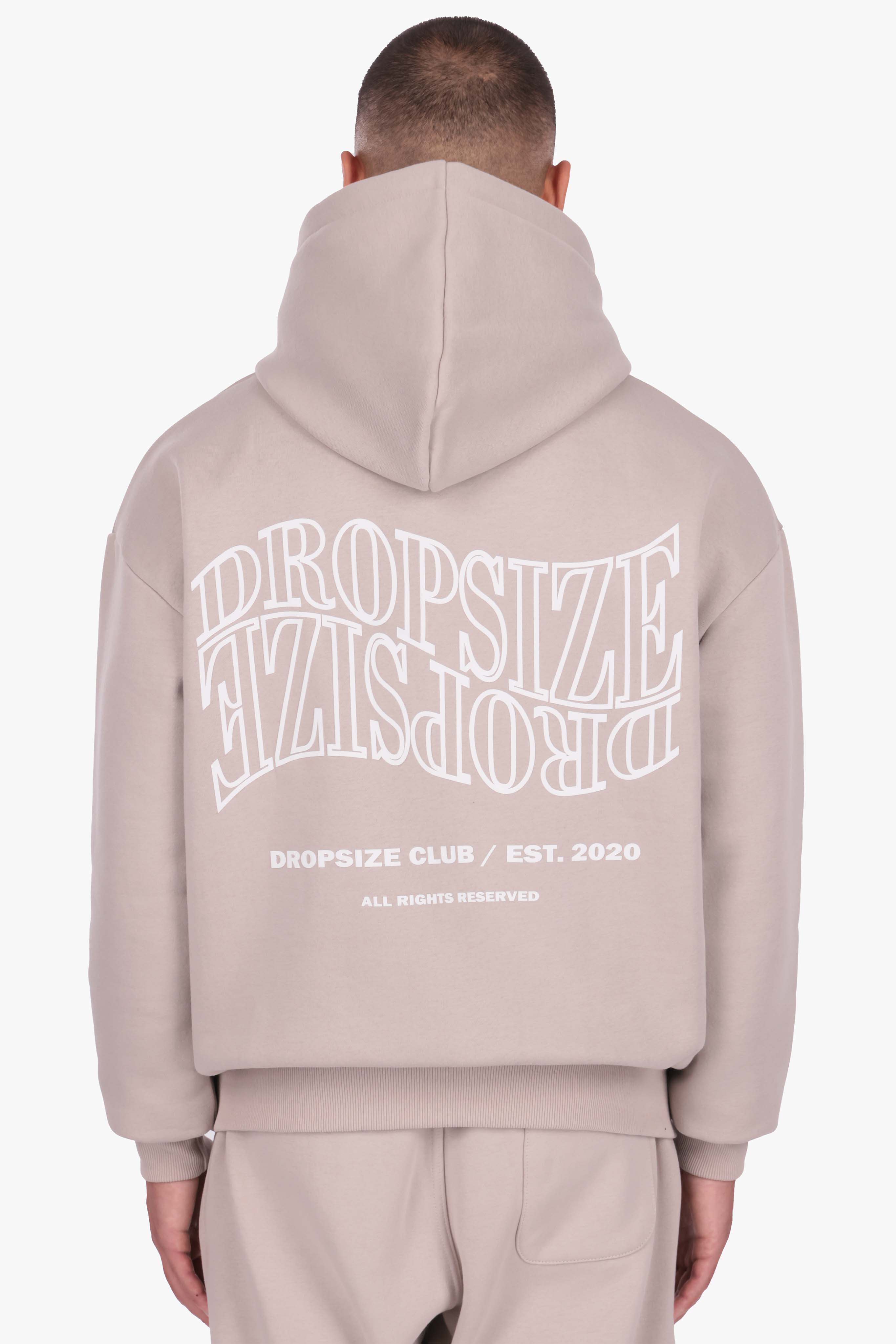 HEAVY OVERSIZE MIRRORED LOGO HOODIE PUMIC STONE