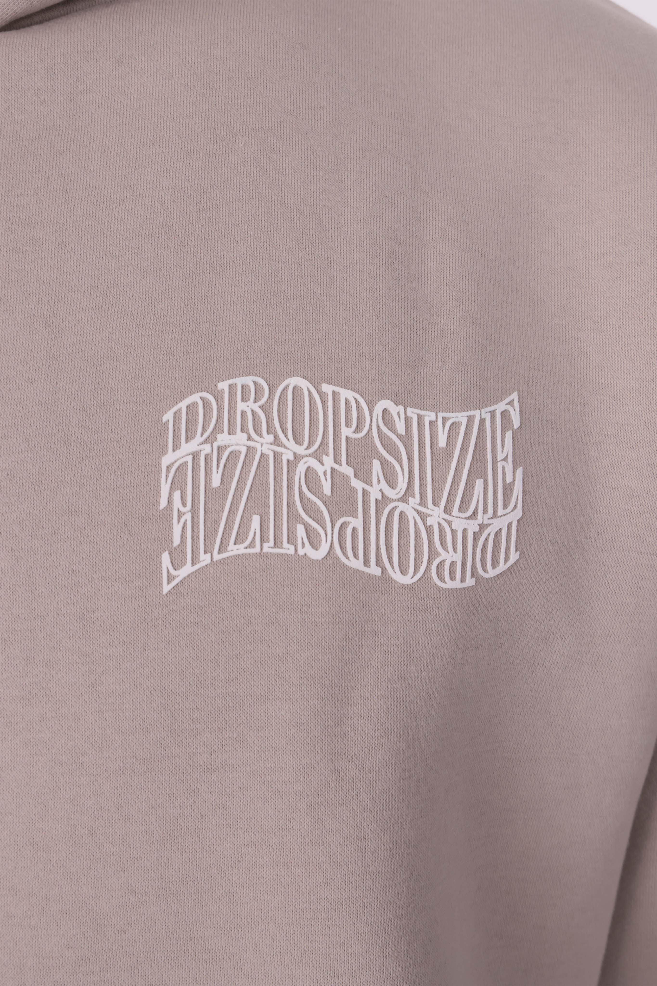 HEAVY OVERSIZE MIRRORED LOGO HOODIE PUMIC STONE