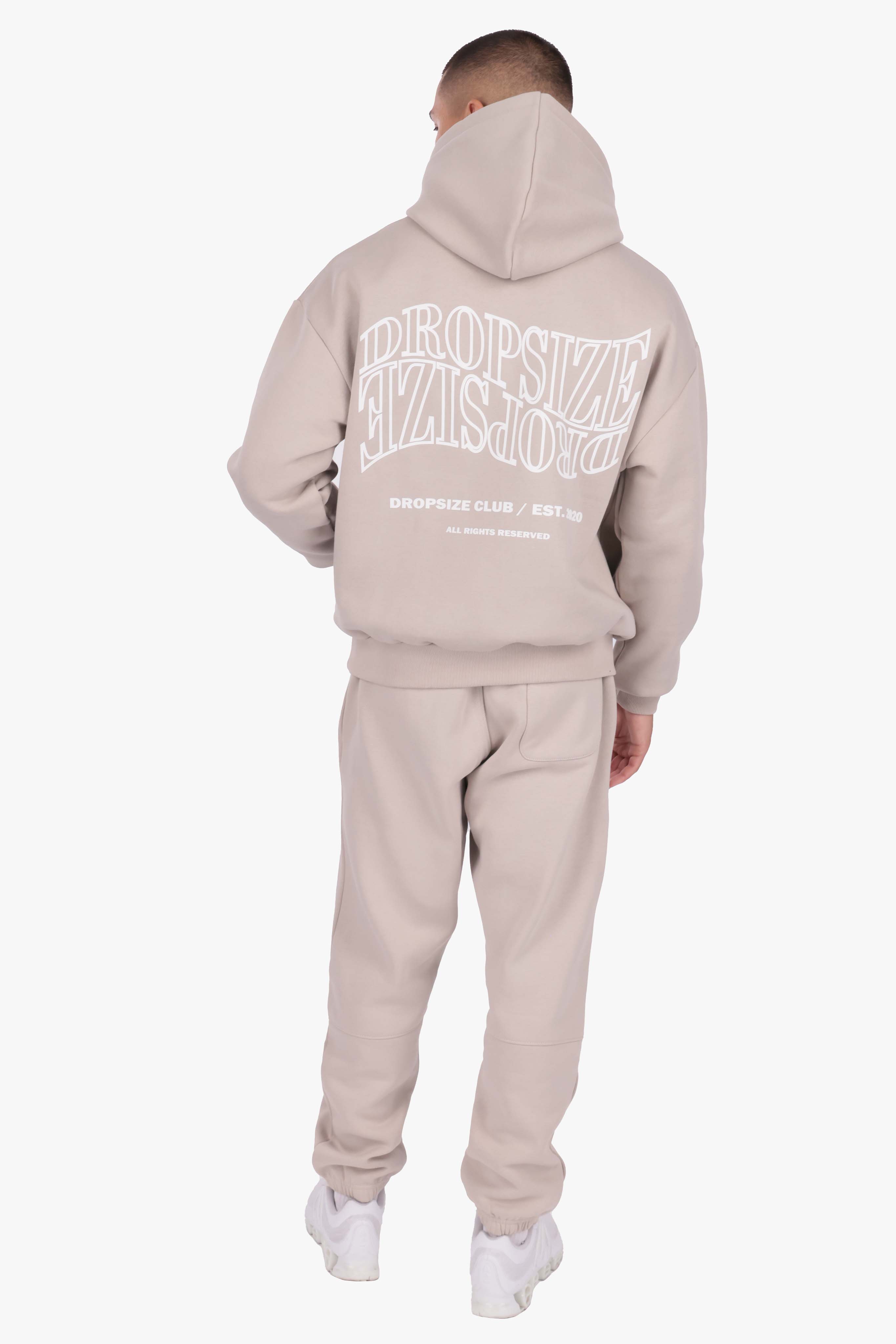HEAVY OVERSIZE MIRRORED LOGO HOODIE PUMIC STONE