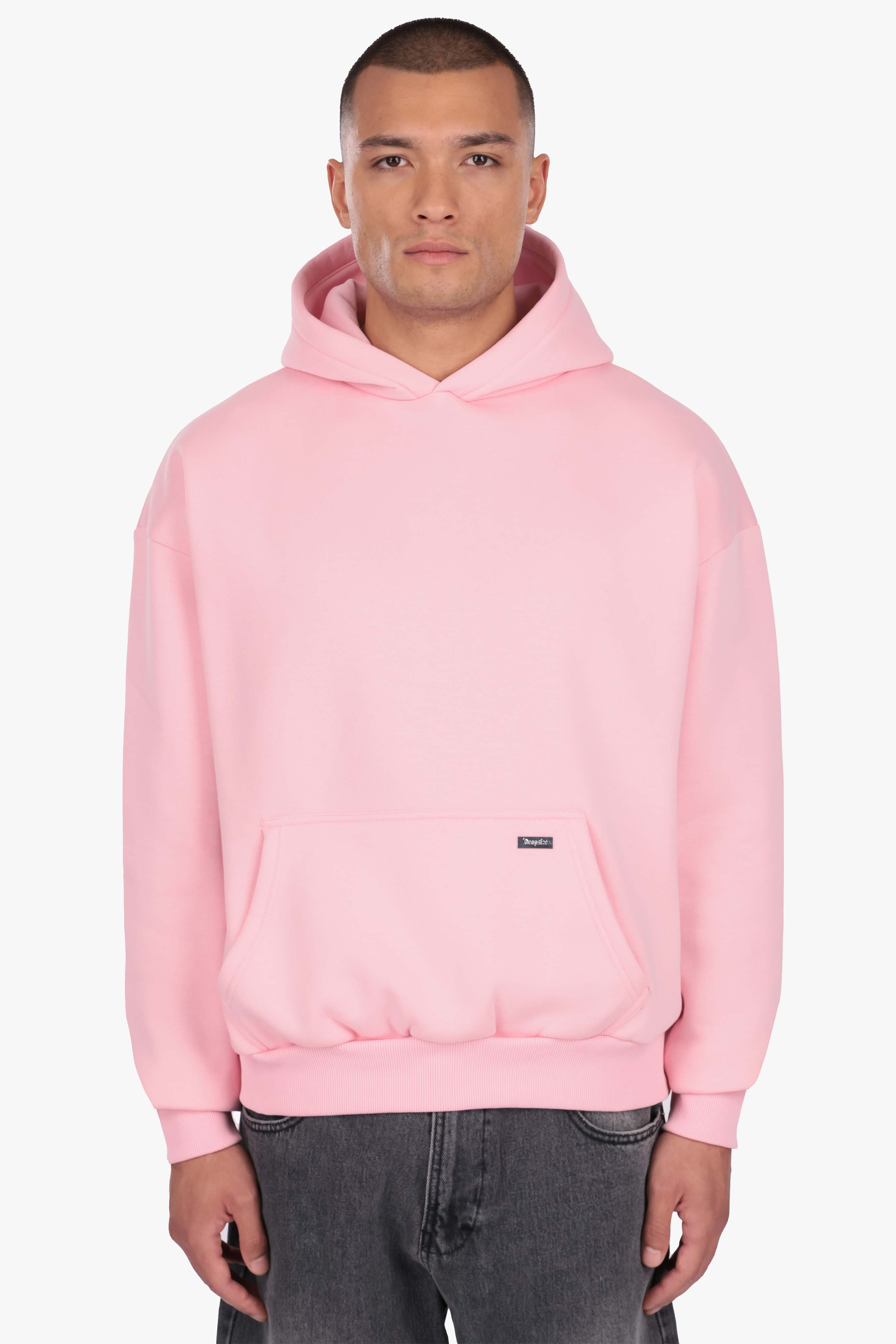 HEAVY OVERSIZE METAL PATCH HOODIE CANDY PINK