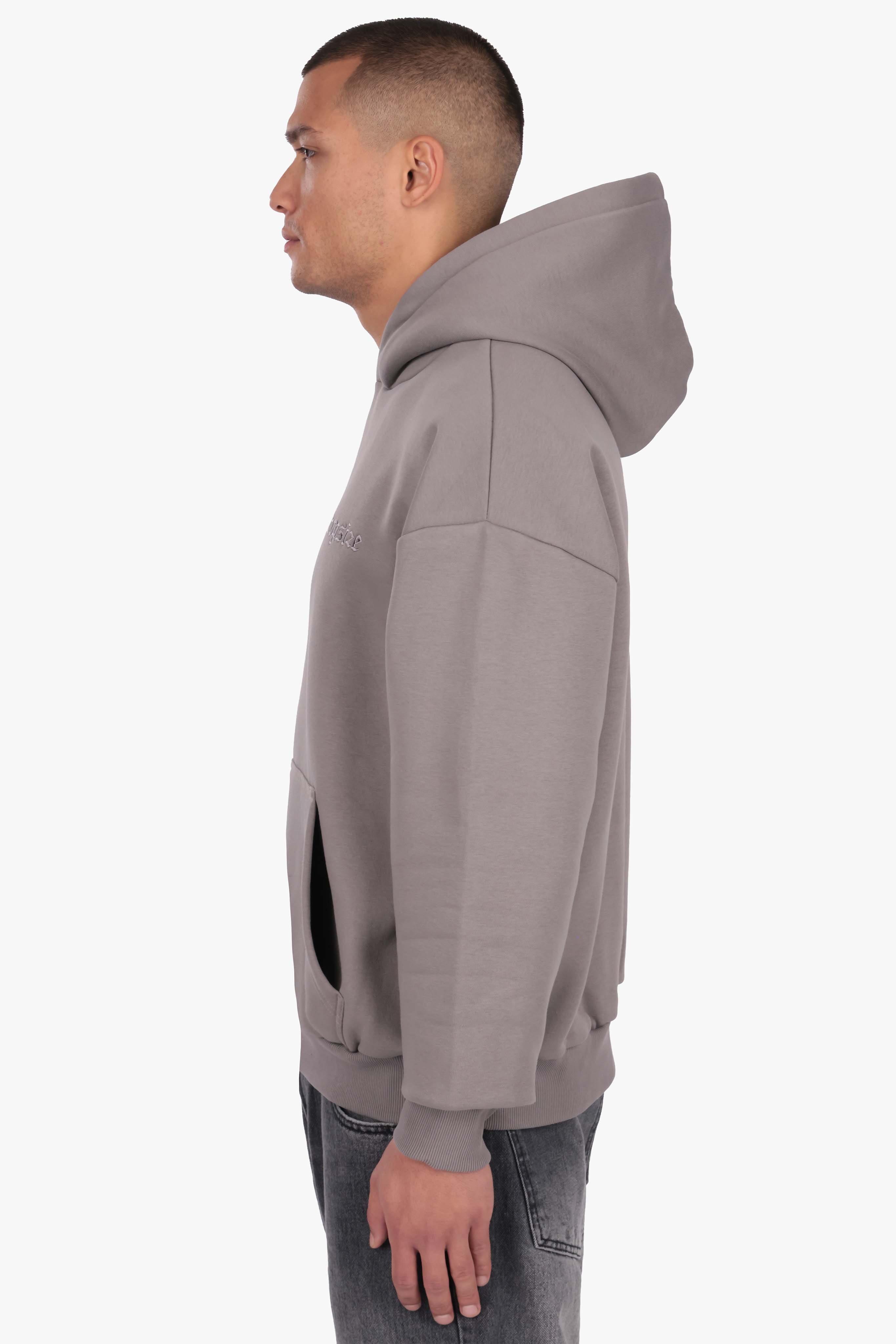 HEAVY OVERSIZE EMBO HOODIE DARK GREY