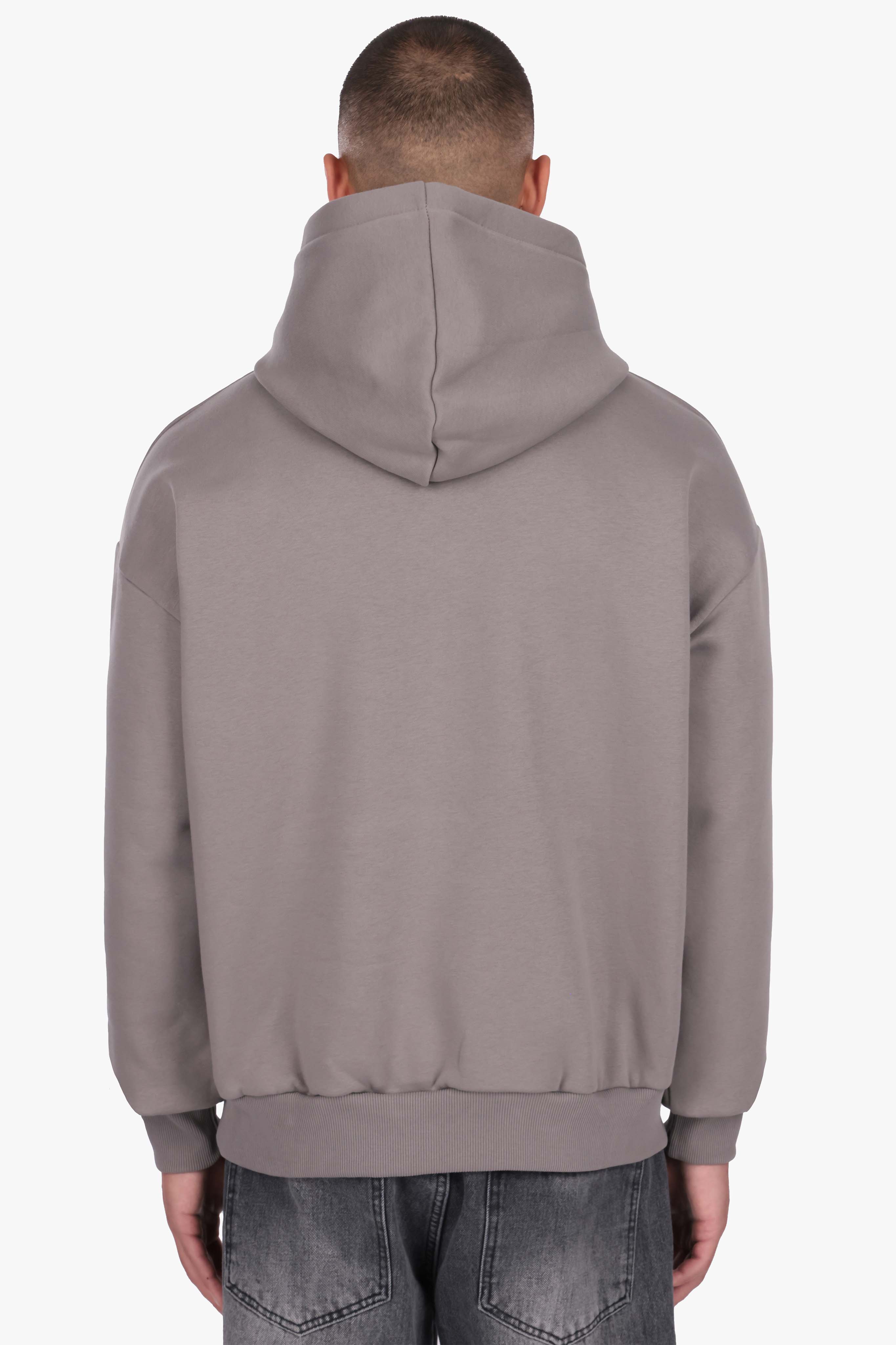 HEAVY OVERSIZE EMBO HOODIE DARK GREY