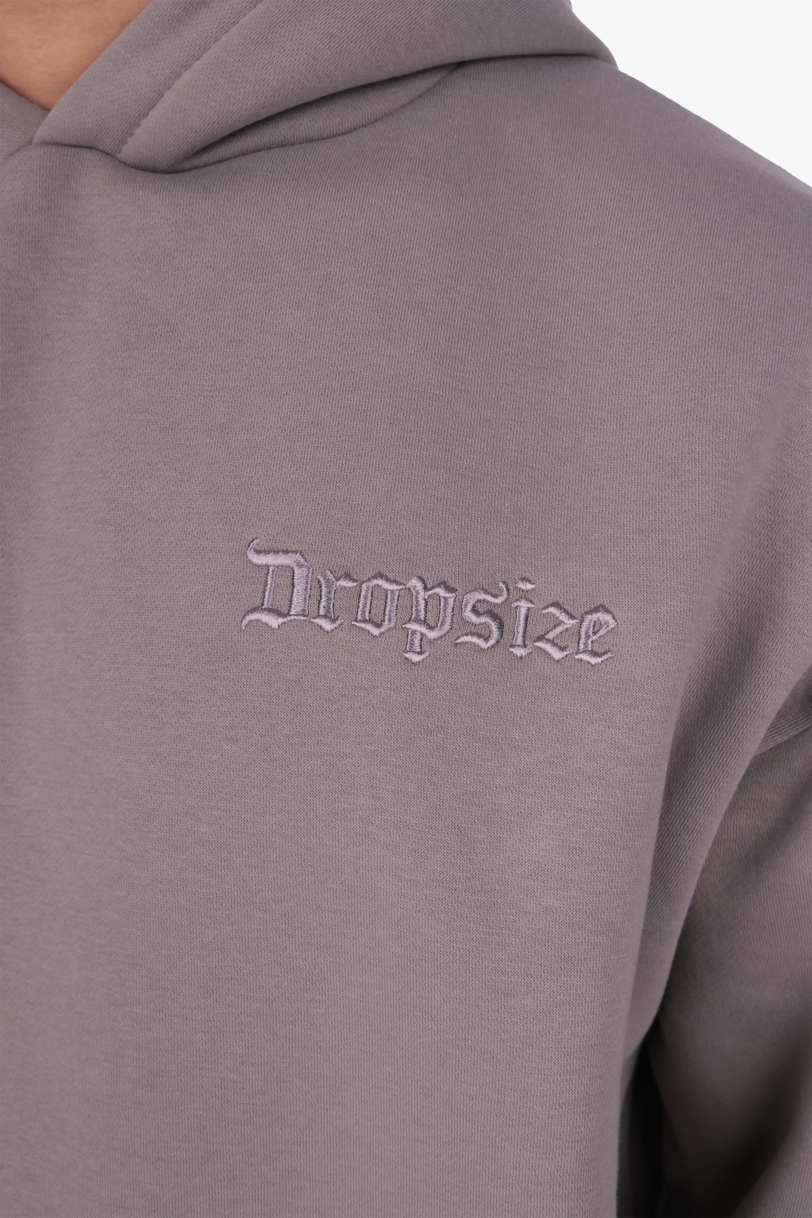 HEAVY OVERSIZE EMBO HOODIE DARK GREY