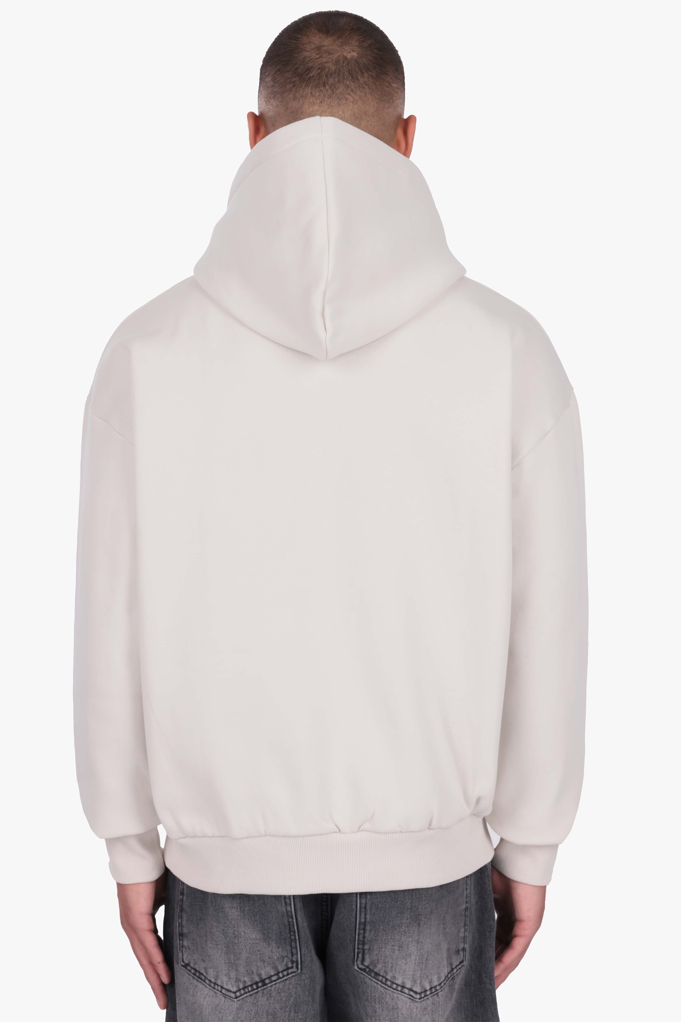 HEAVY OVERSIZE EMBO HOODIE LILY WHITE