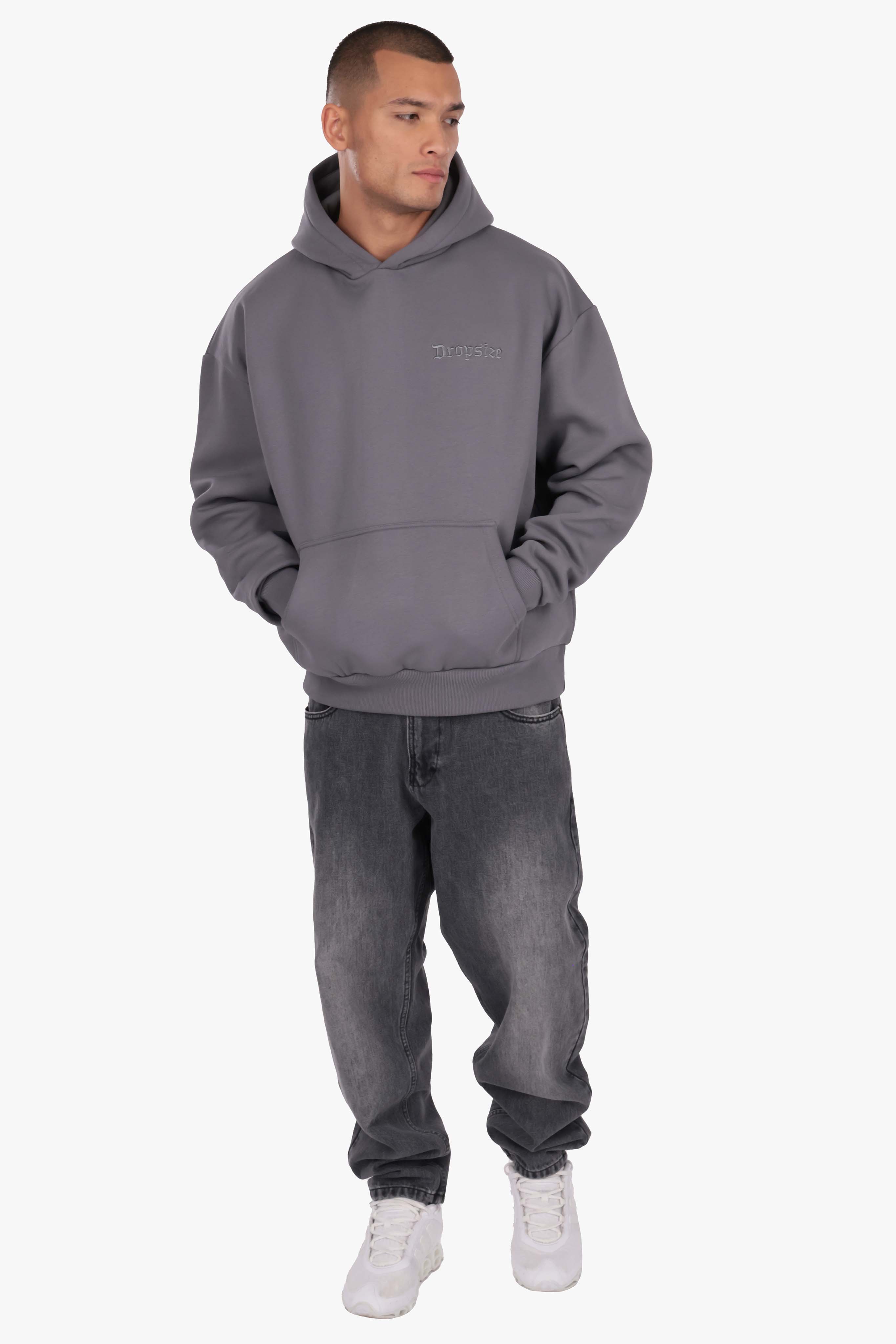 HEAVY OVERSIZE EMBO HOODIE TITAN