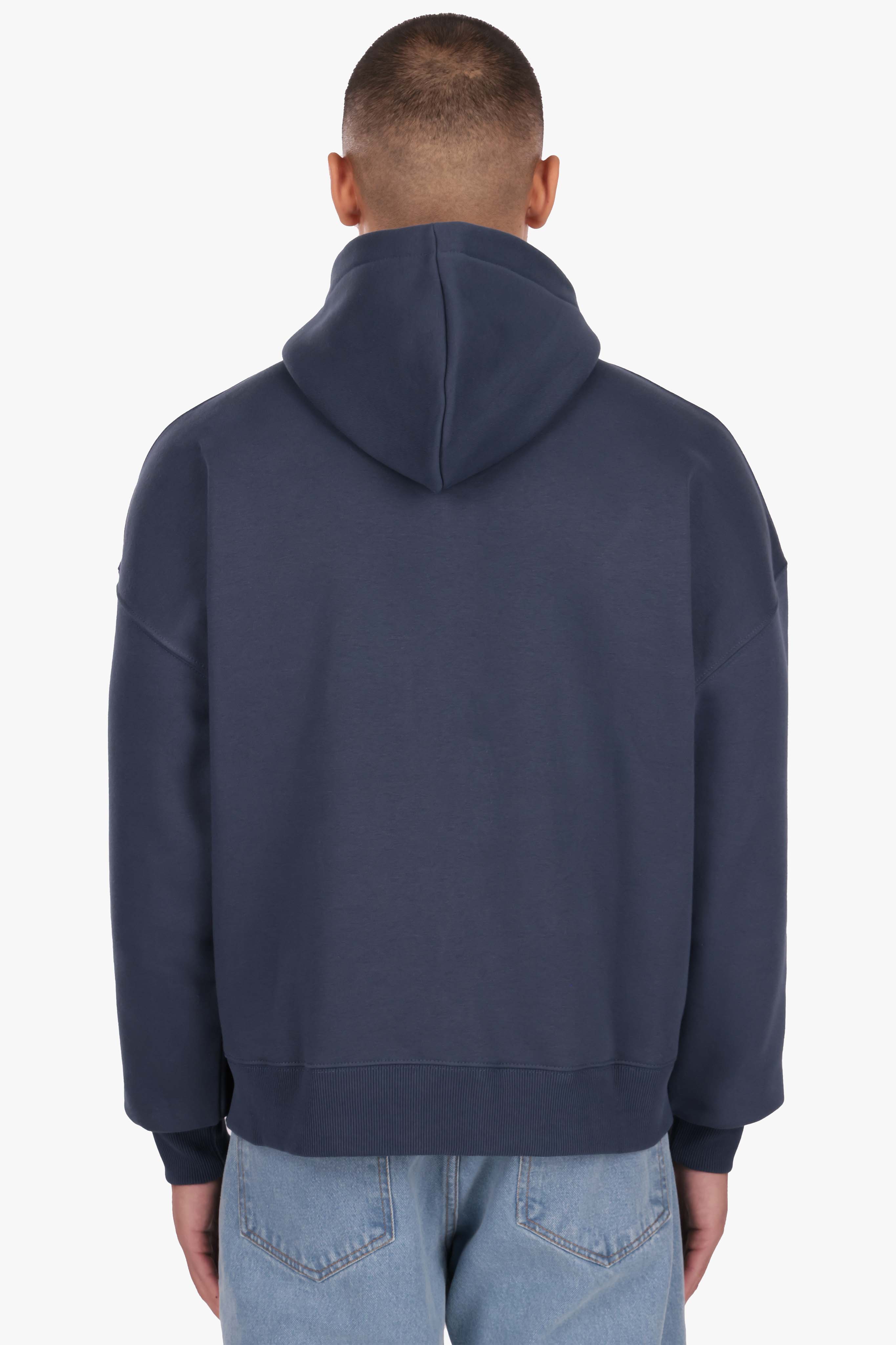 HEAVY OVERSIZE LOGO ZIP HOODIE DARK BLUE