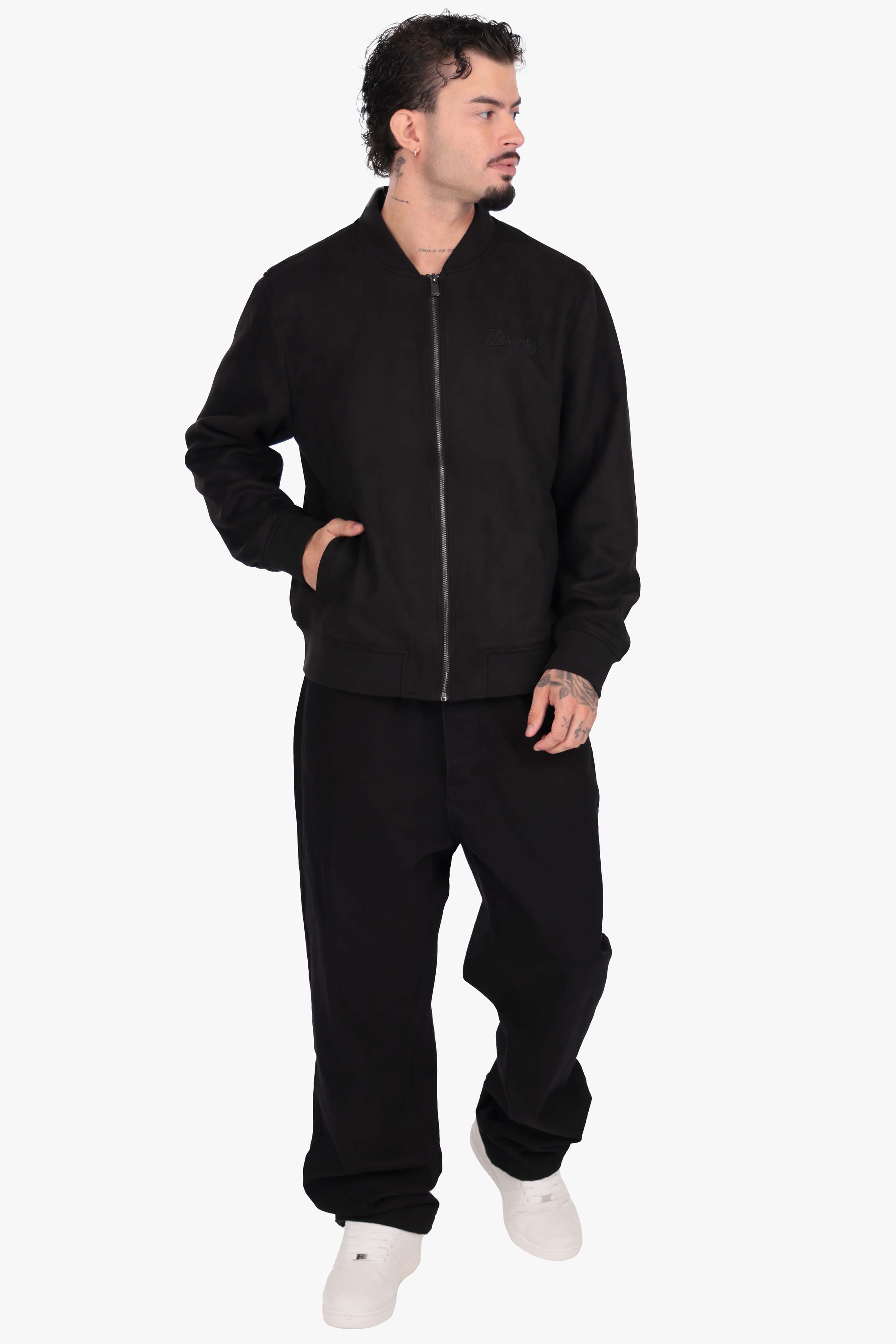 SUEDE BOMBER JACKET BLACK