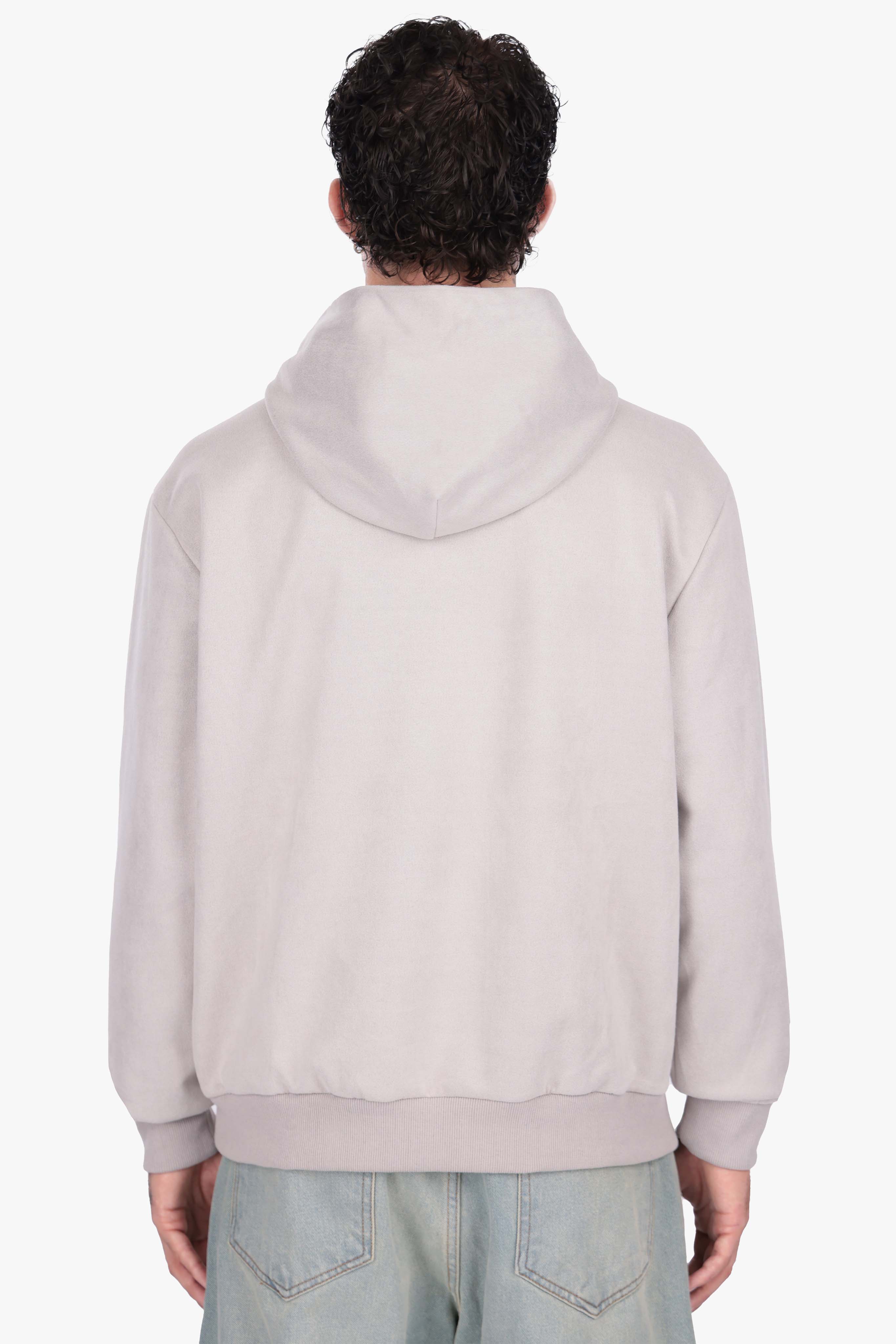SUEDE HOODIE LIGHT GREY