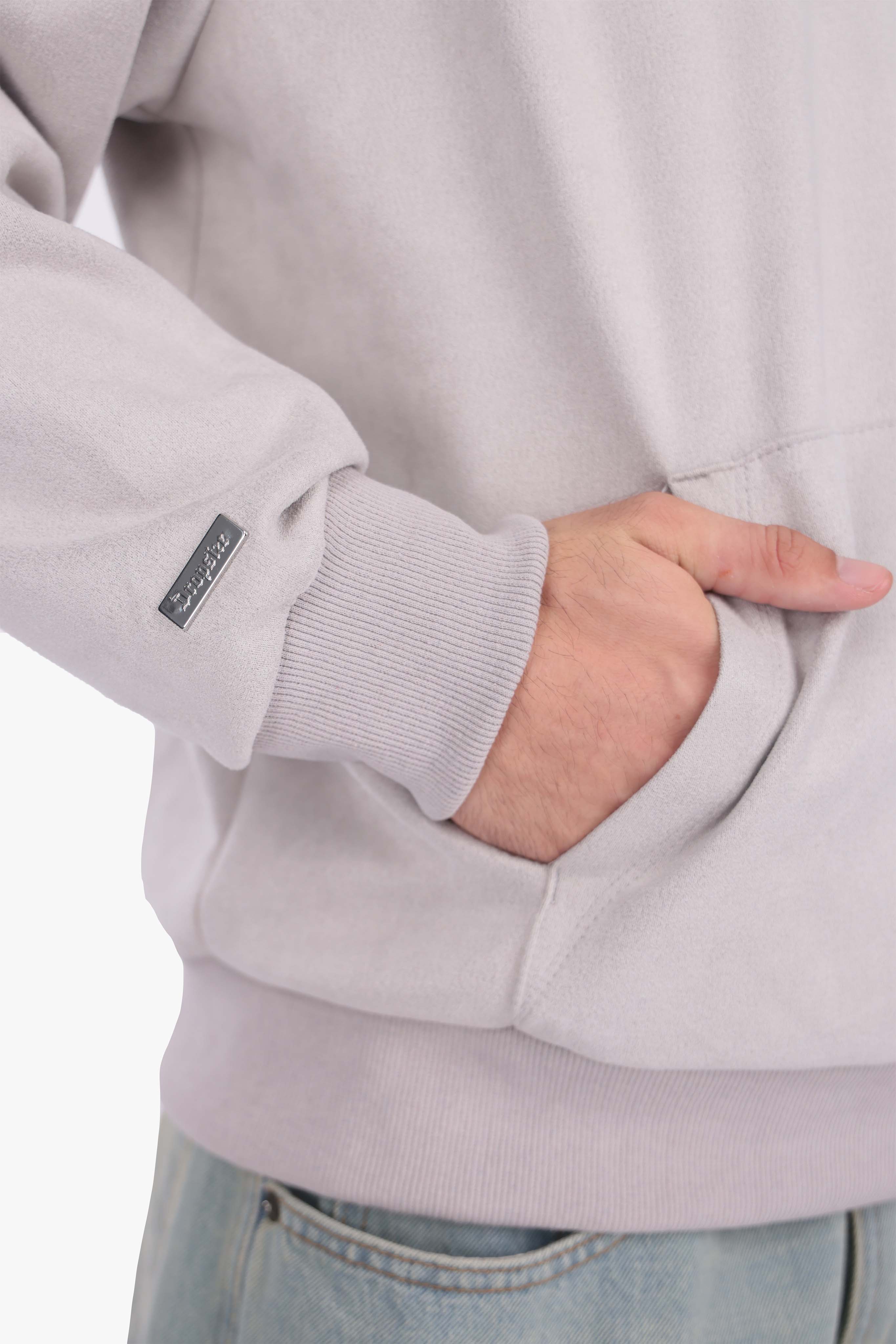 SUEDE HOODIE LIGHT GREY
