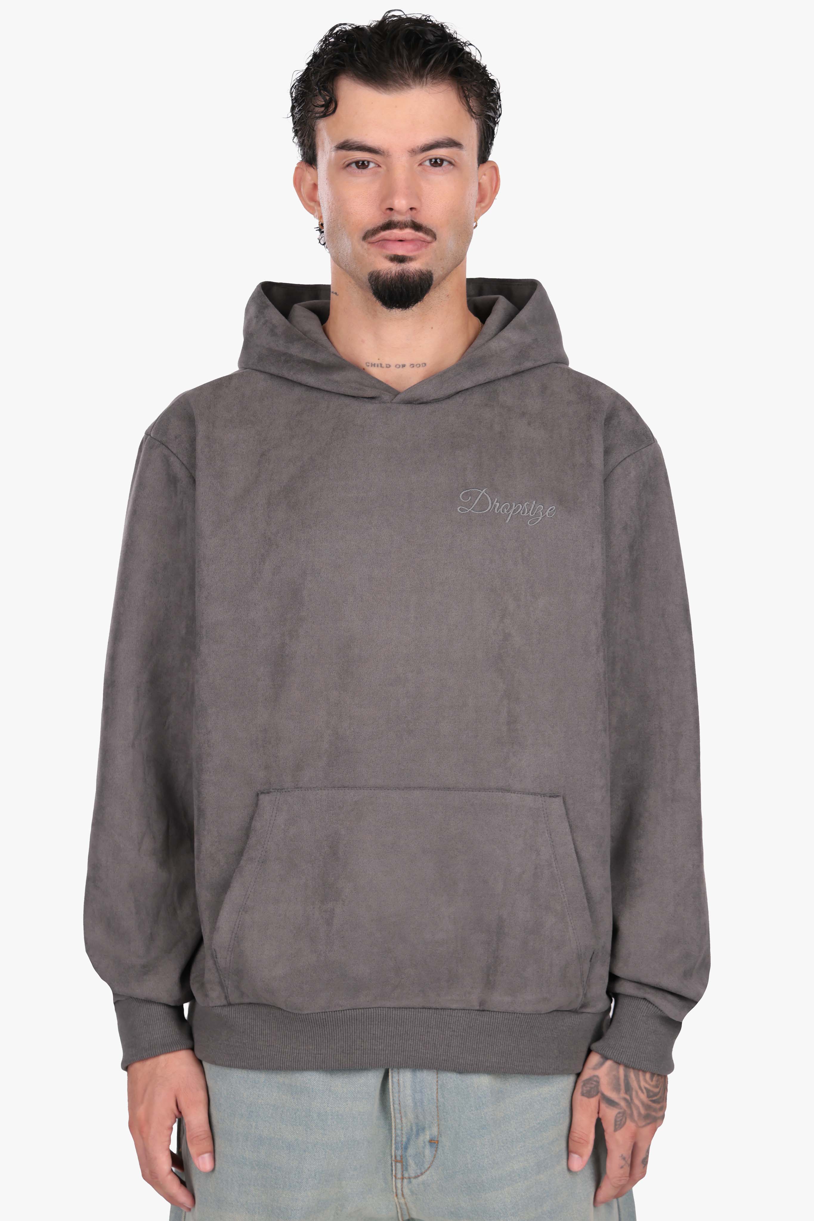SUEDE HOODIE ANTHRACITE