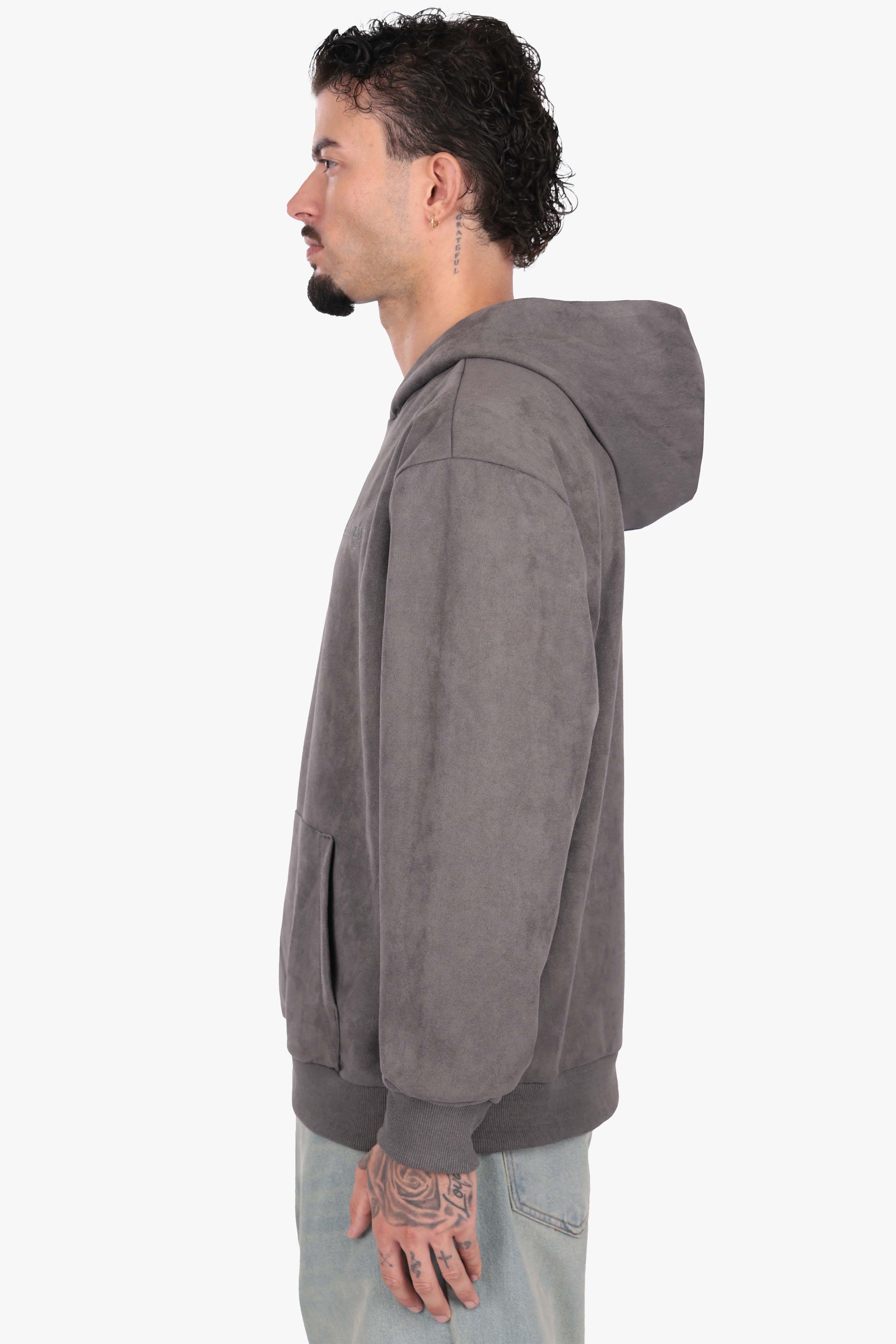 SUEDE HOODIE ANTHRACITE