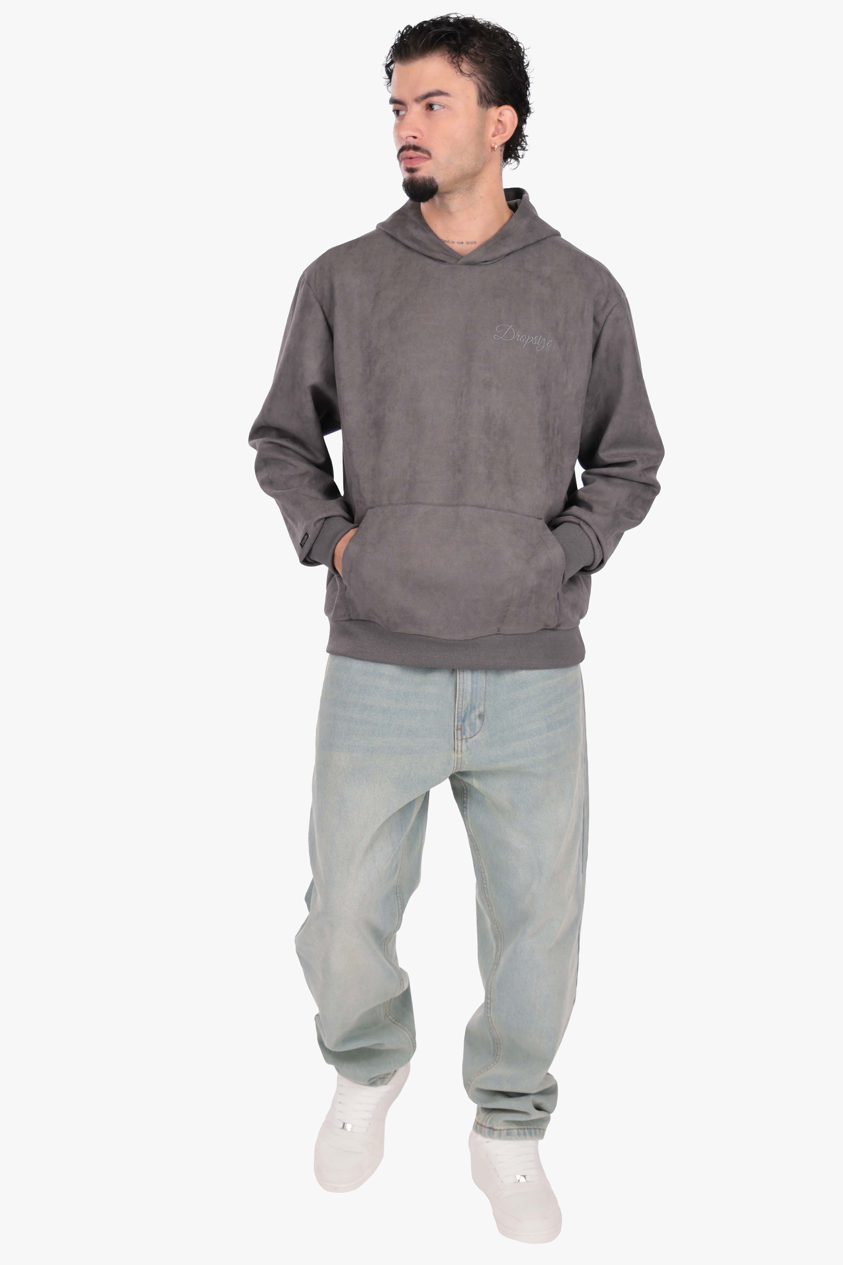 SUEDE HOODIE ANTHRACITE