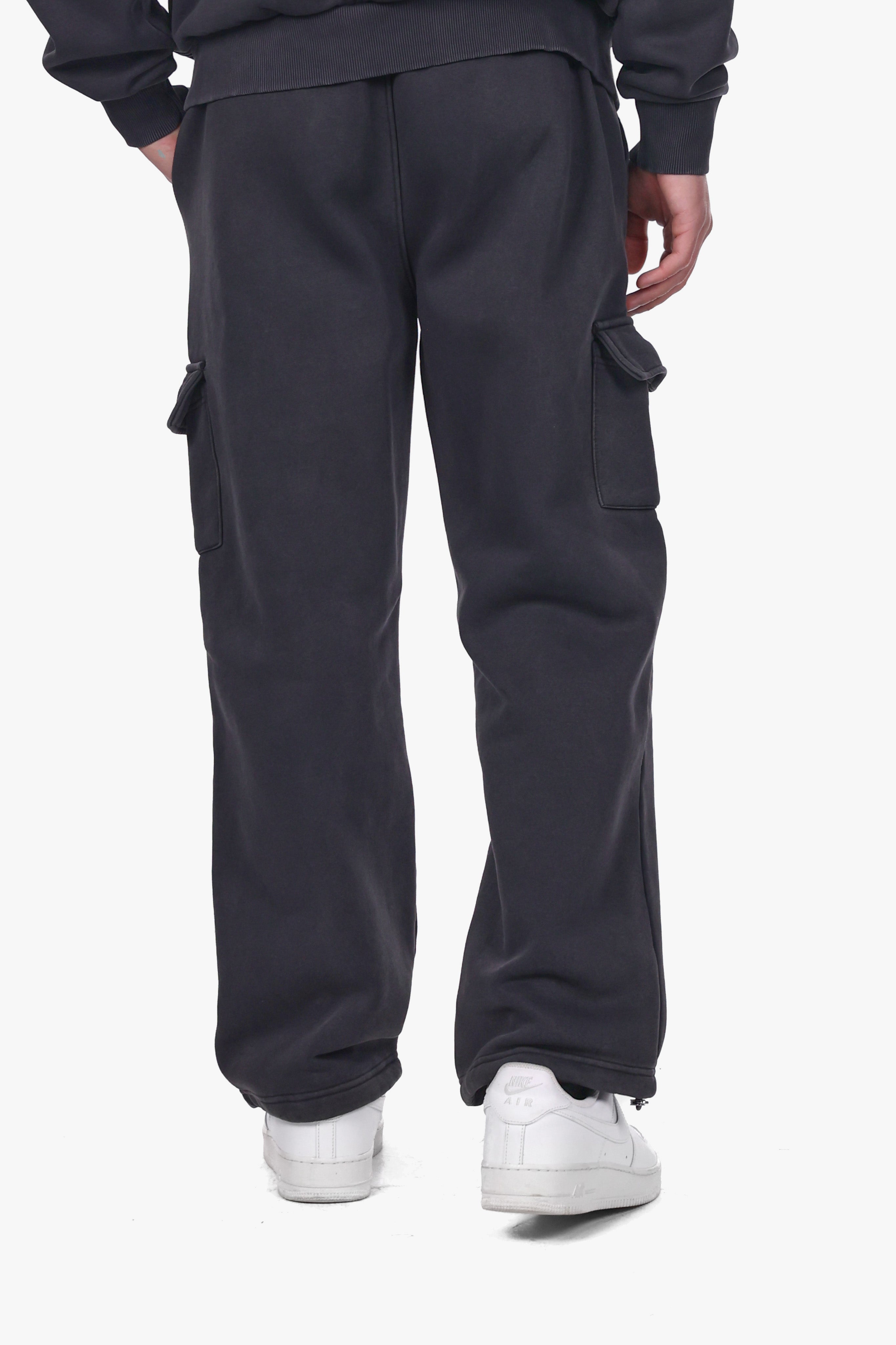 CARGO LOOSE FIT SWEATPANTS ACID WASHED BLACK