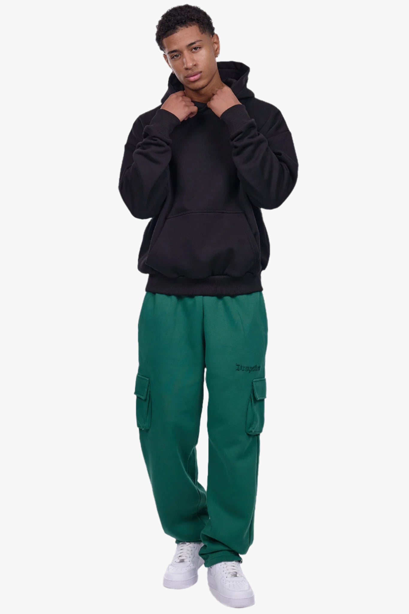 STRAIGHT LEG CARGO SWEAT PANTS WASHED GREEN