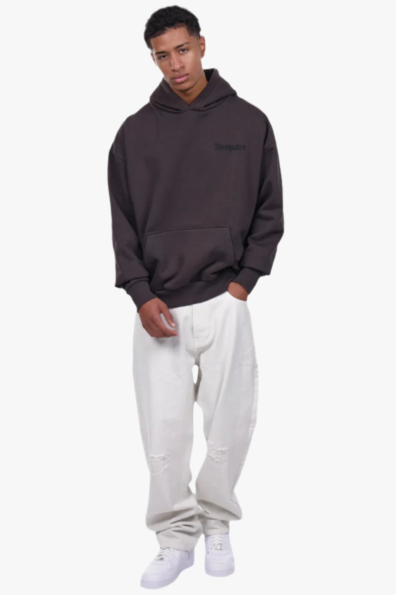 HEAVY OVERSIZE EMBO HOODIE WASHED BLACK
