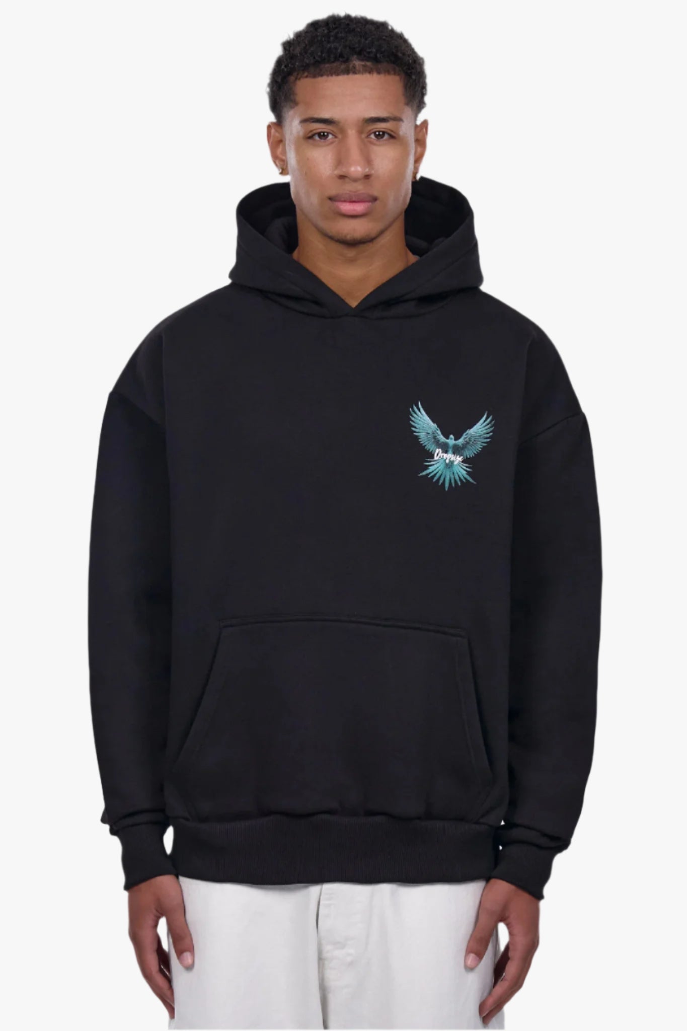 HEAVY OVERSIZE BACK WING HOODIE BLACK