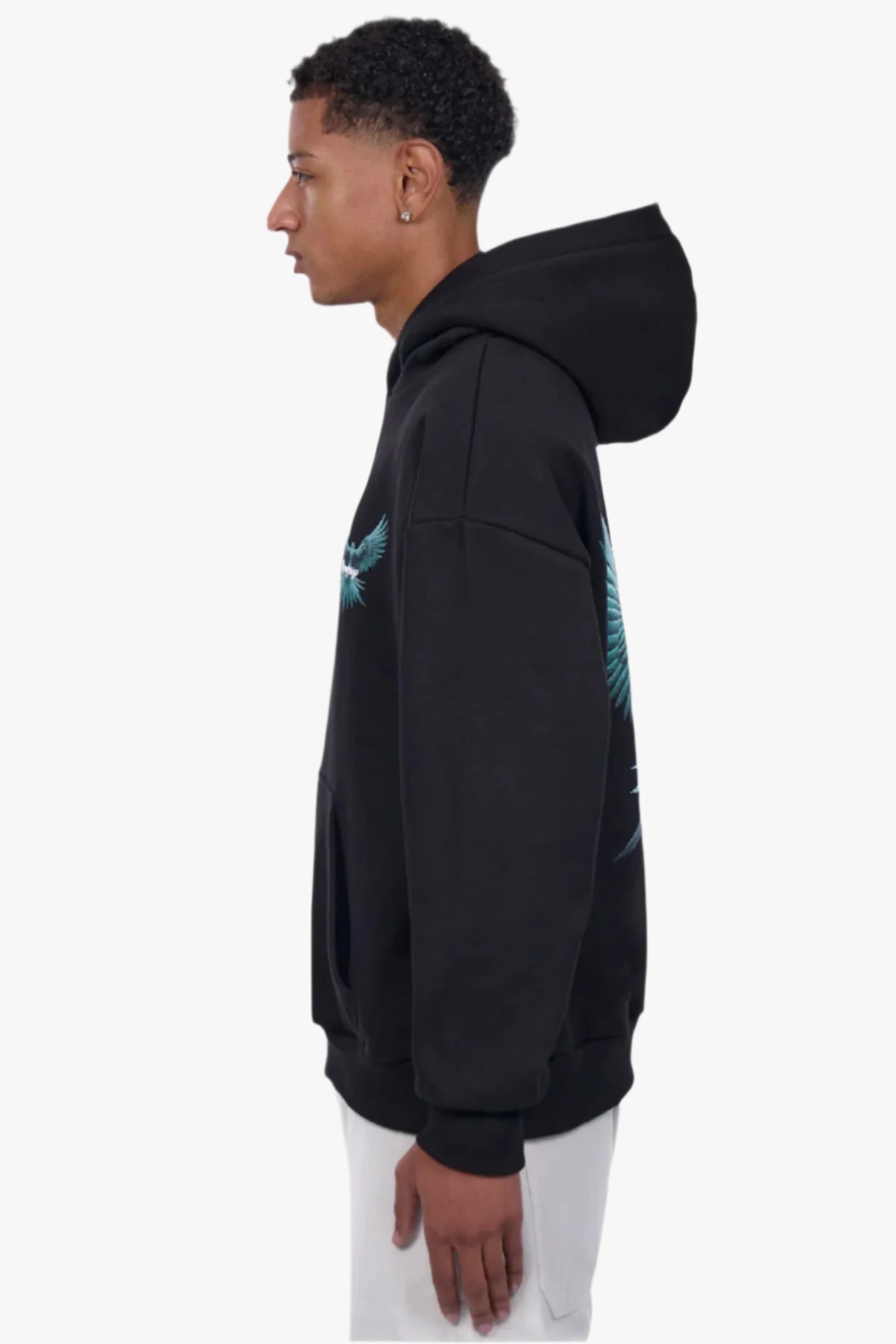 HEAVY OVERSIZE BACK WING HOODIE BLACK