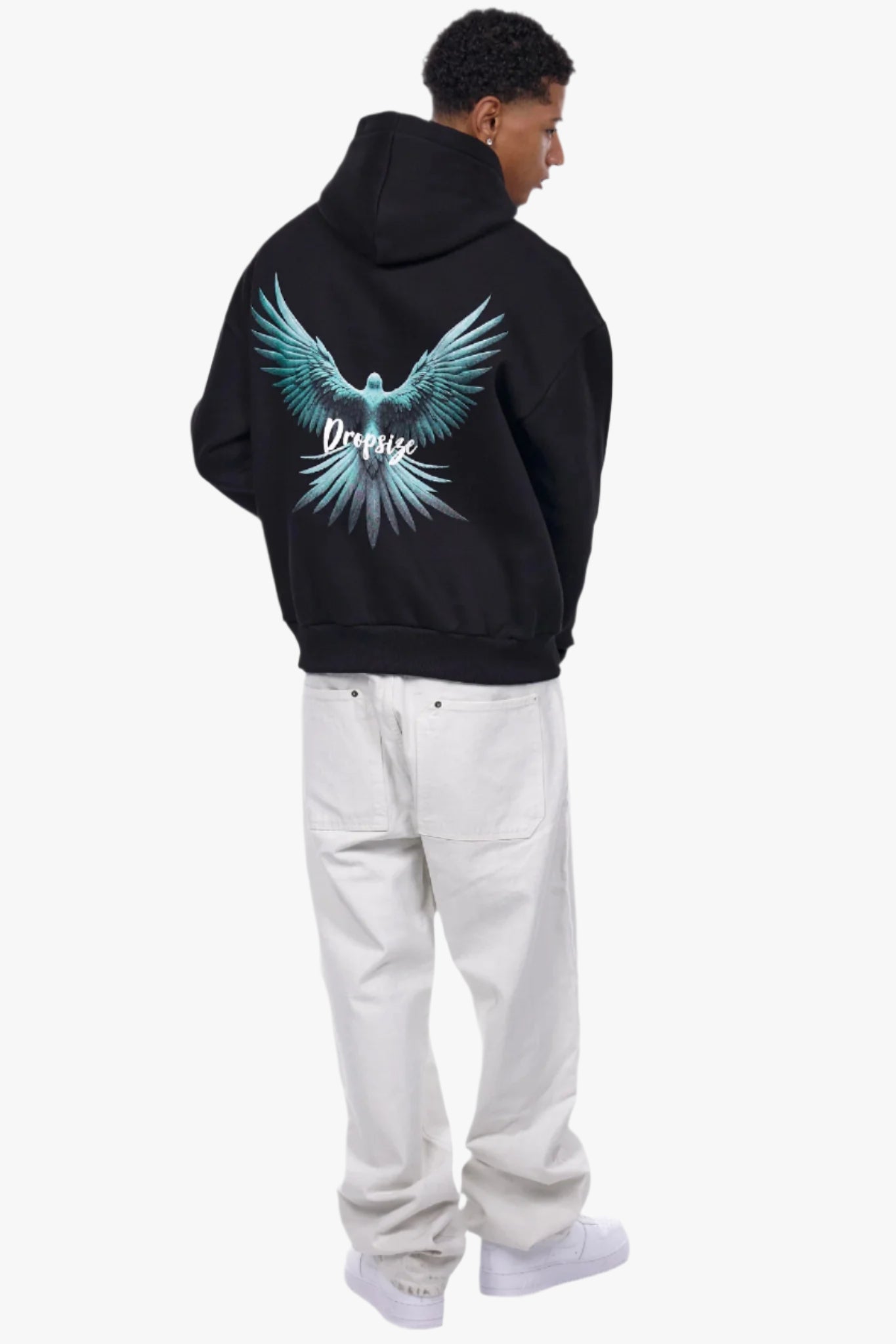 HEAVY OVERSIZE BACK WING HOODIE BLACK