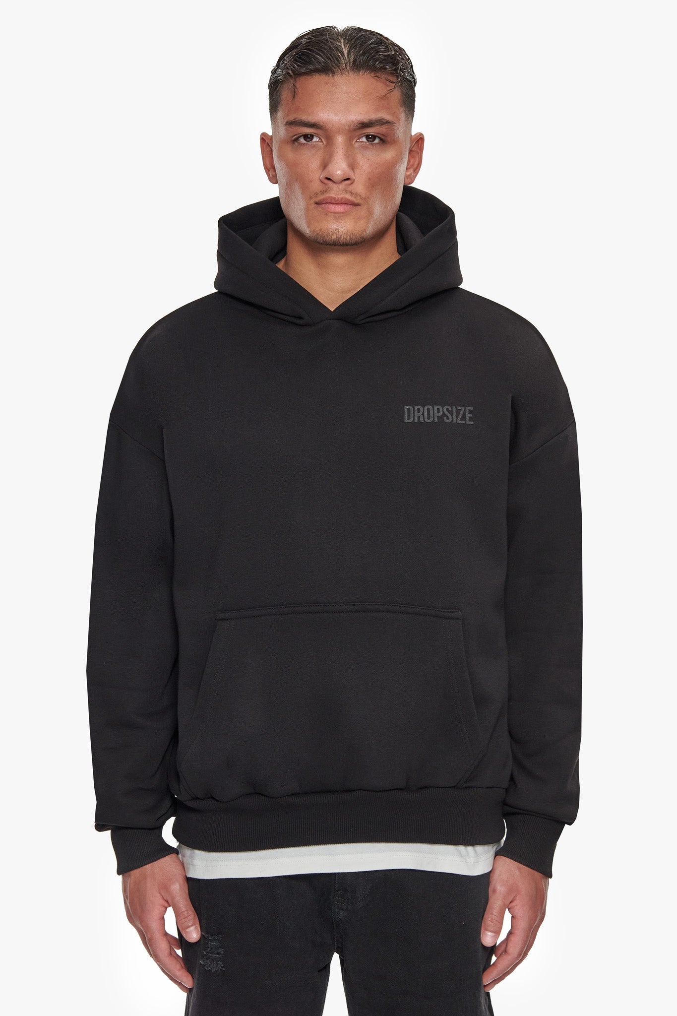 HEAVY OVERSIZE HD PRINT HOODIE BLACK