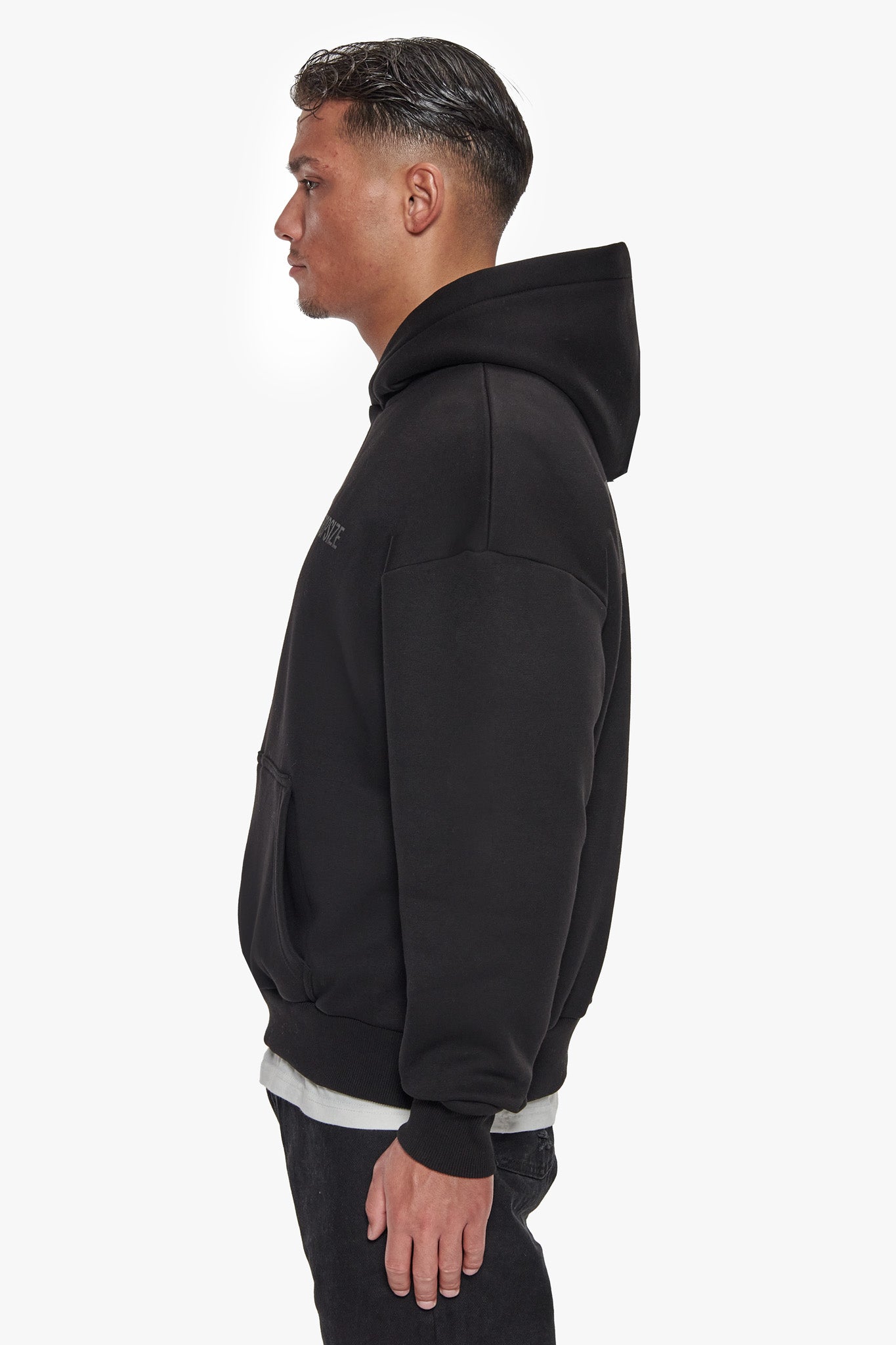HEAVY OVERSIZE HD PRINT HOODIE BLACK