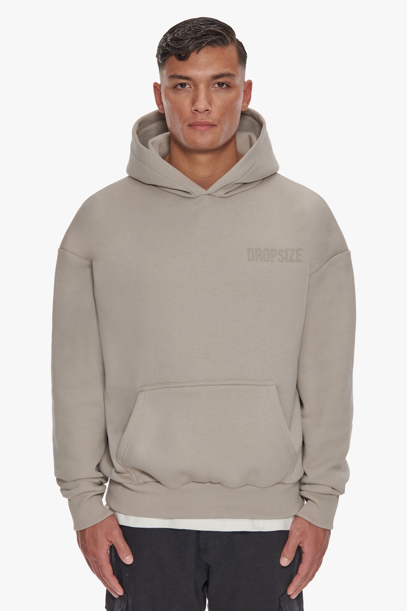 HEAVY OVERSIZE HD PRINT HOODIE SILVER GREY