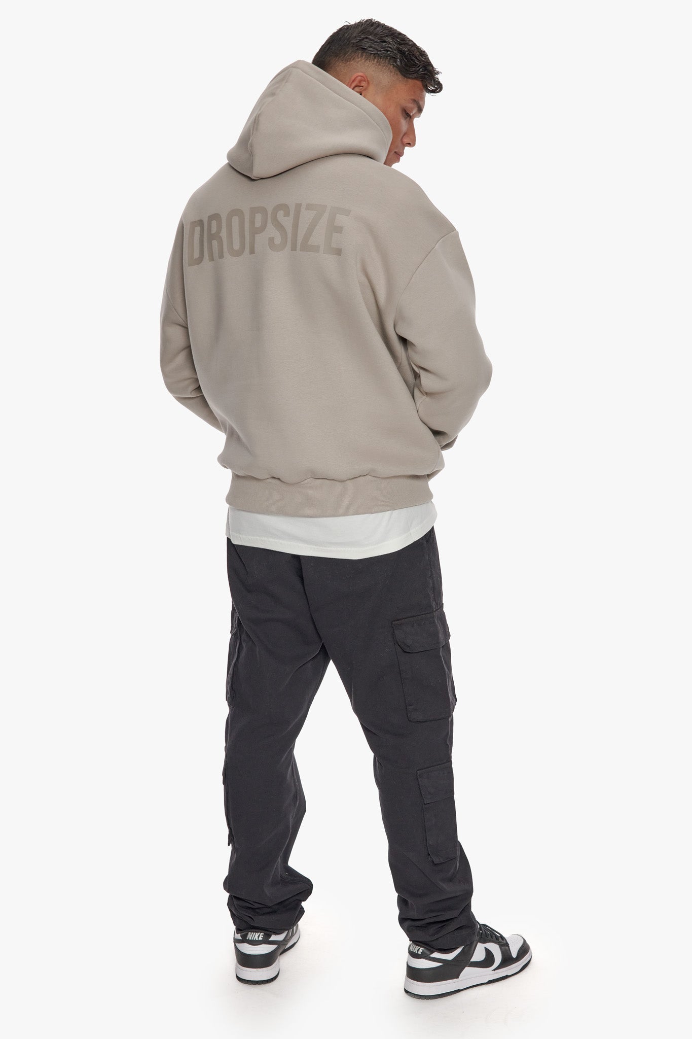 HEAVY OVERSIZE HD PRINT HOODIE SILVER GREY